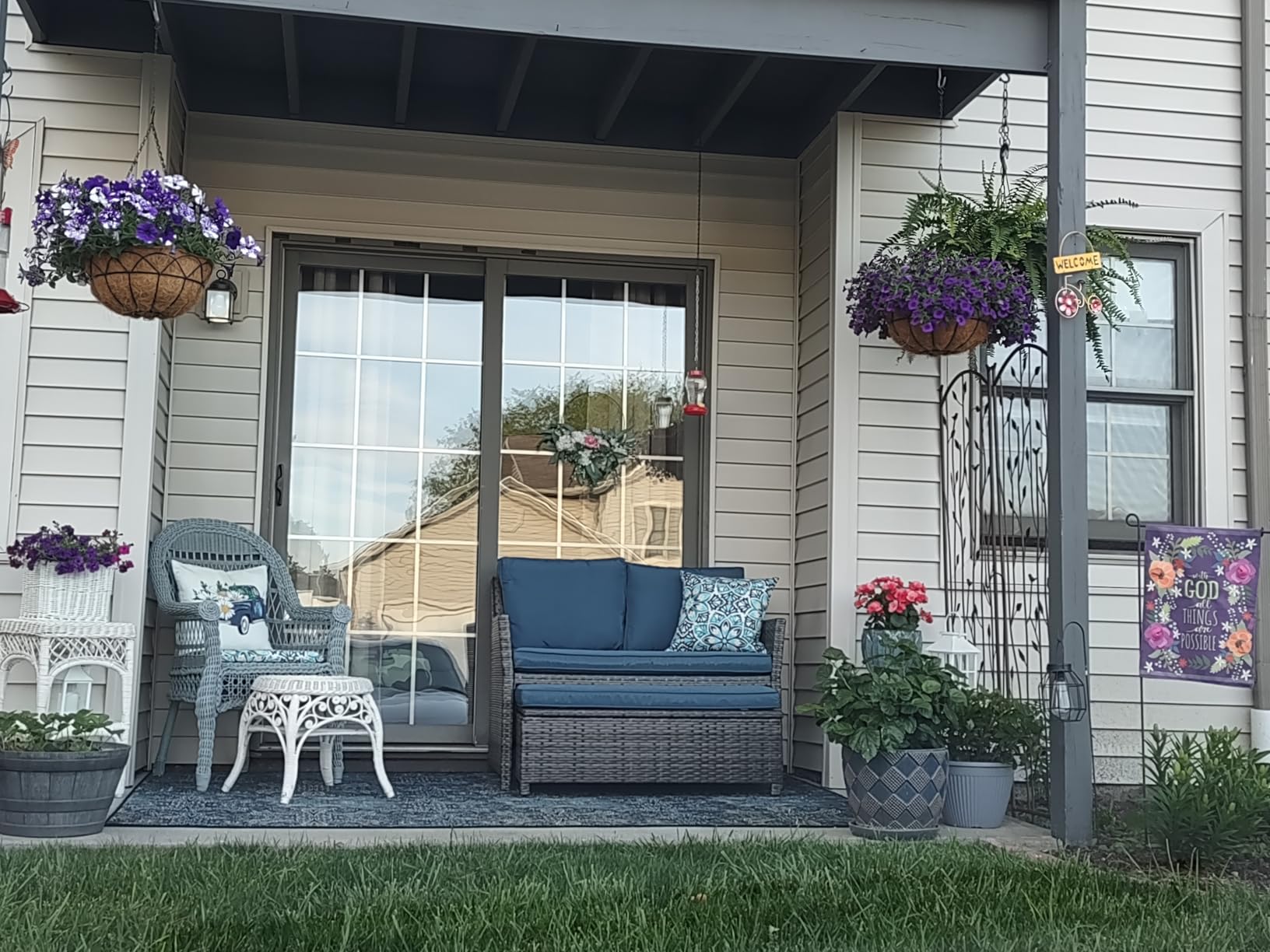 OC Orange-Casual Wicker Patio Loveseat w/Storage Ottoman, 2 Pcs, Navy Blue customer photo 2