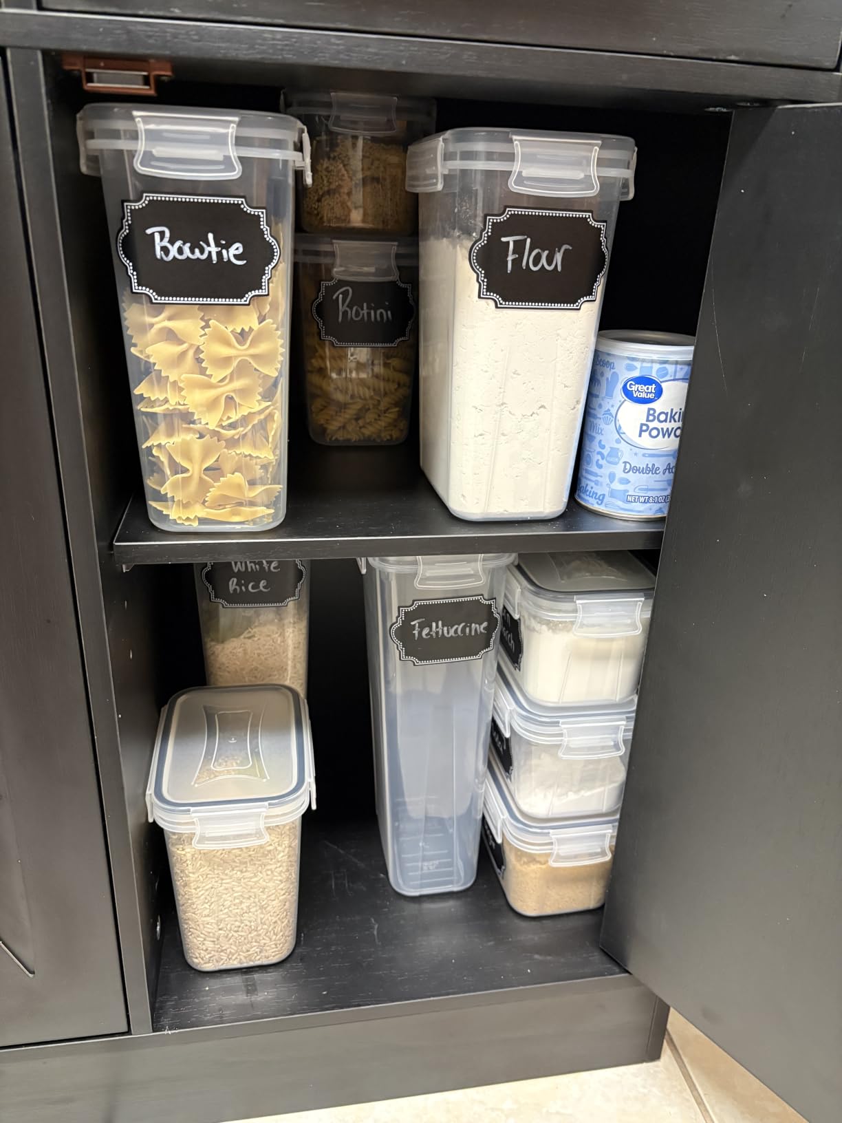 PRAKI Airtight Food Storage Containers Set with Lids - 24 PCS, BPA Free | Multiple Sizes Cereal Containers Storage Set, Pantry Organizers and Storage for Cereal Flour & Sugar - Labels & Marker, Black customer photo 1