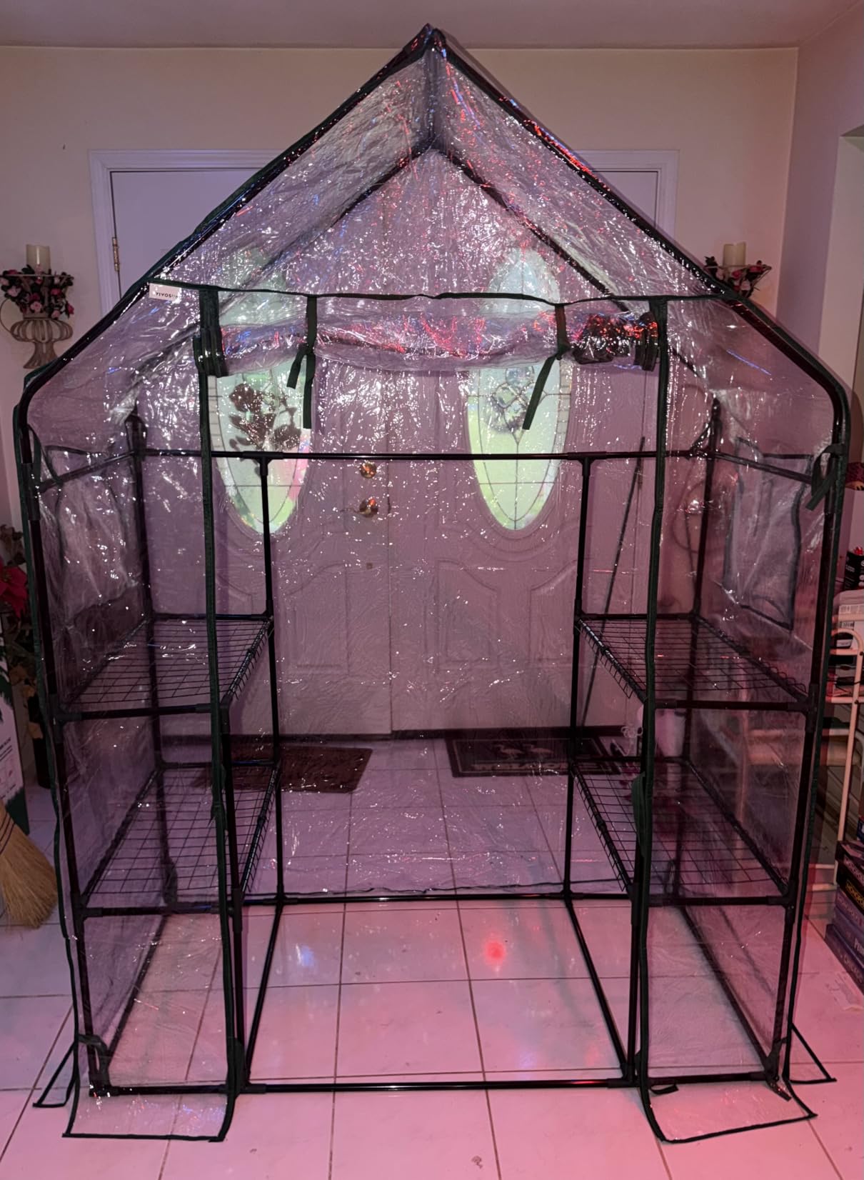 VIVOSUN Portable Mini Greenhouse 47x23x23-Inch Tunnels, PE Cover with Roll-up Zipper Door, for Indoor Outdoor or Garden Plant Growing, White customer photo 2