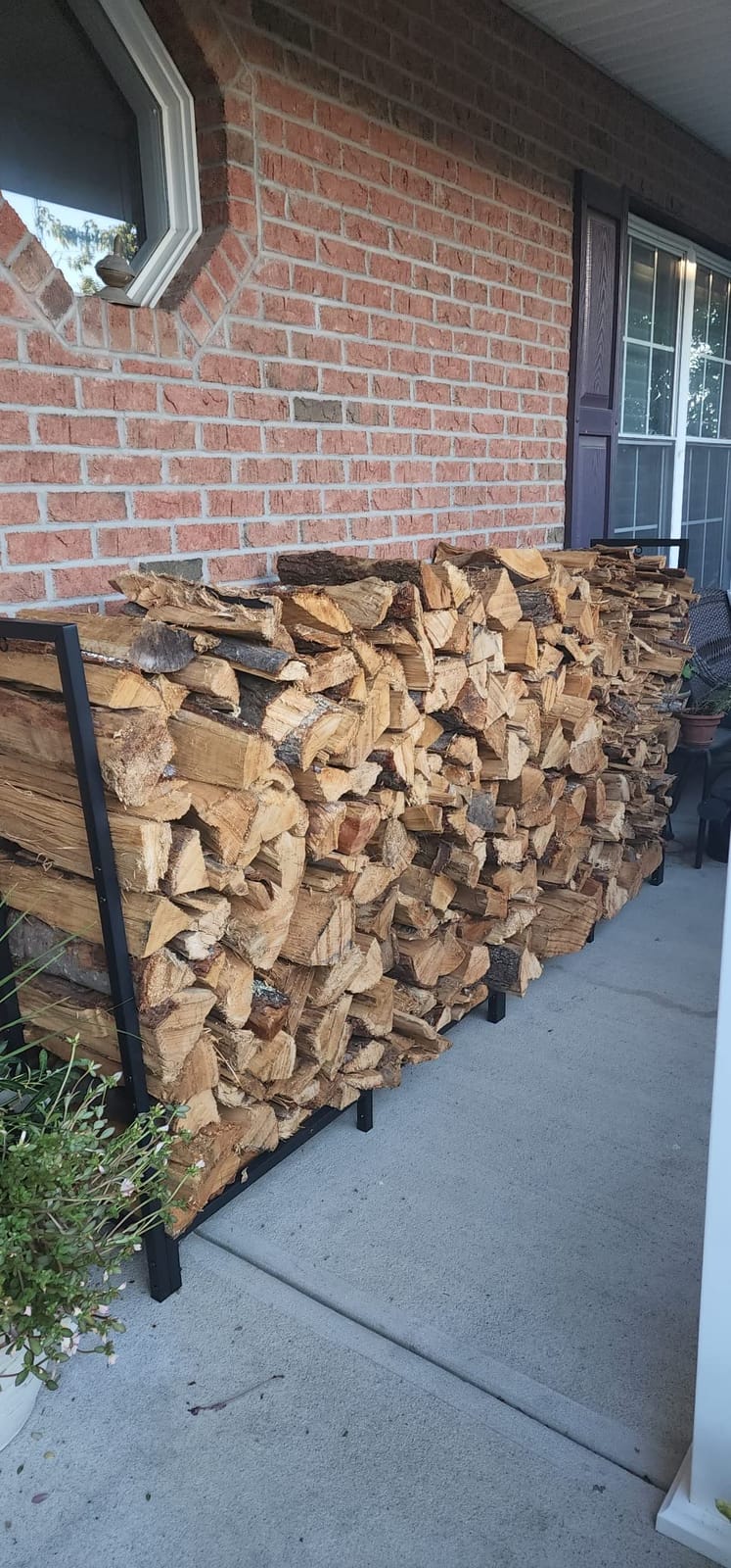 Koutemie 8Ft Outdoor Firewood Rack Holder for Fireplace Wood Storage, Adjustable Fire Log Stacker Stand, Black customer photo 1