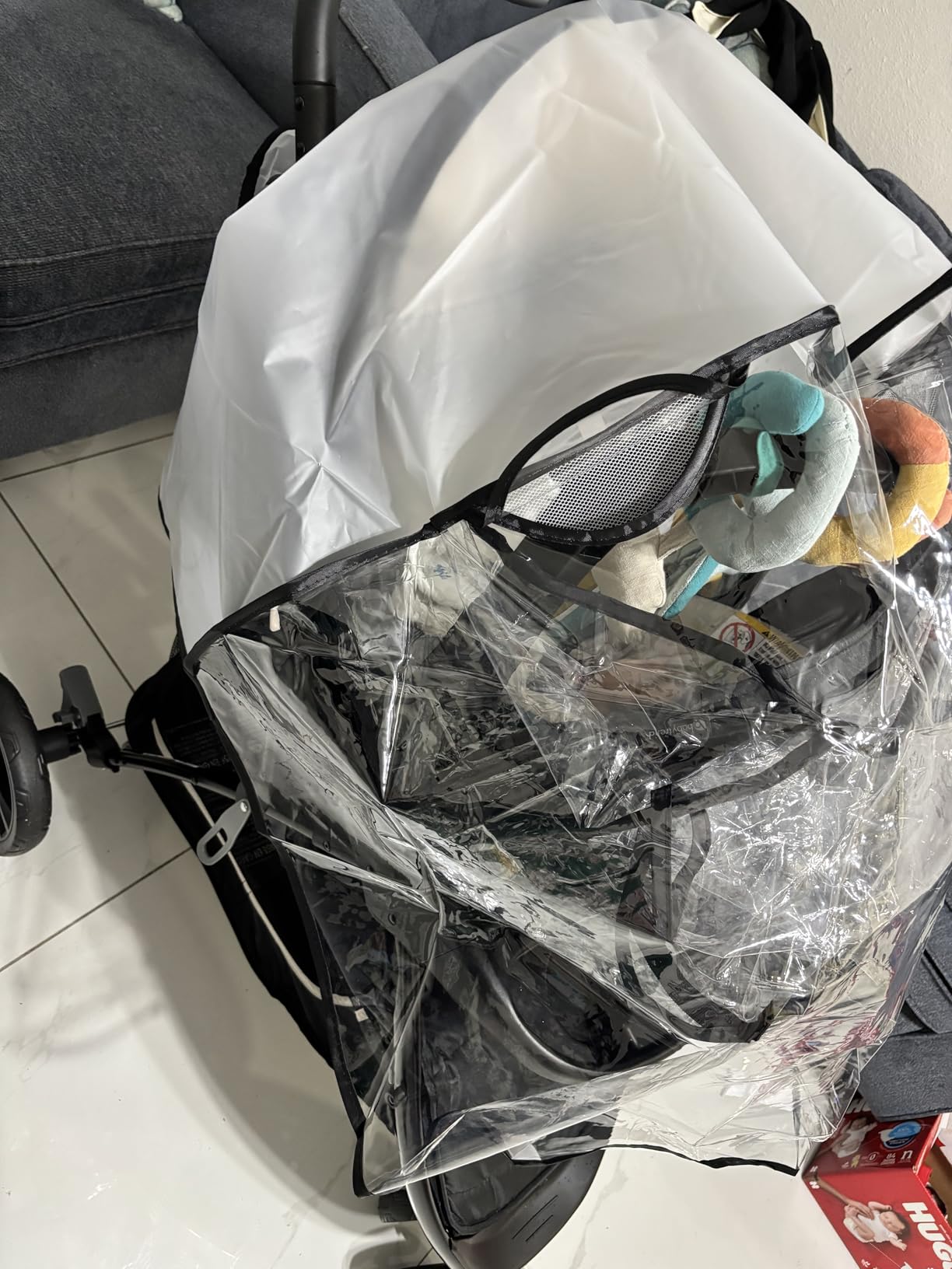 Clear Stroller Rain Cover, Universal EVA Weather Shield with Side Air Vents customer photo 2