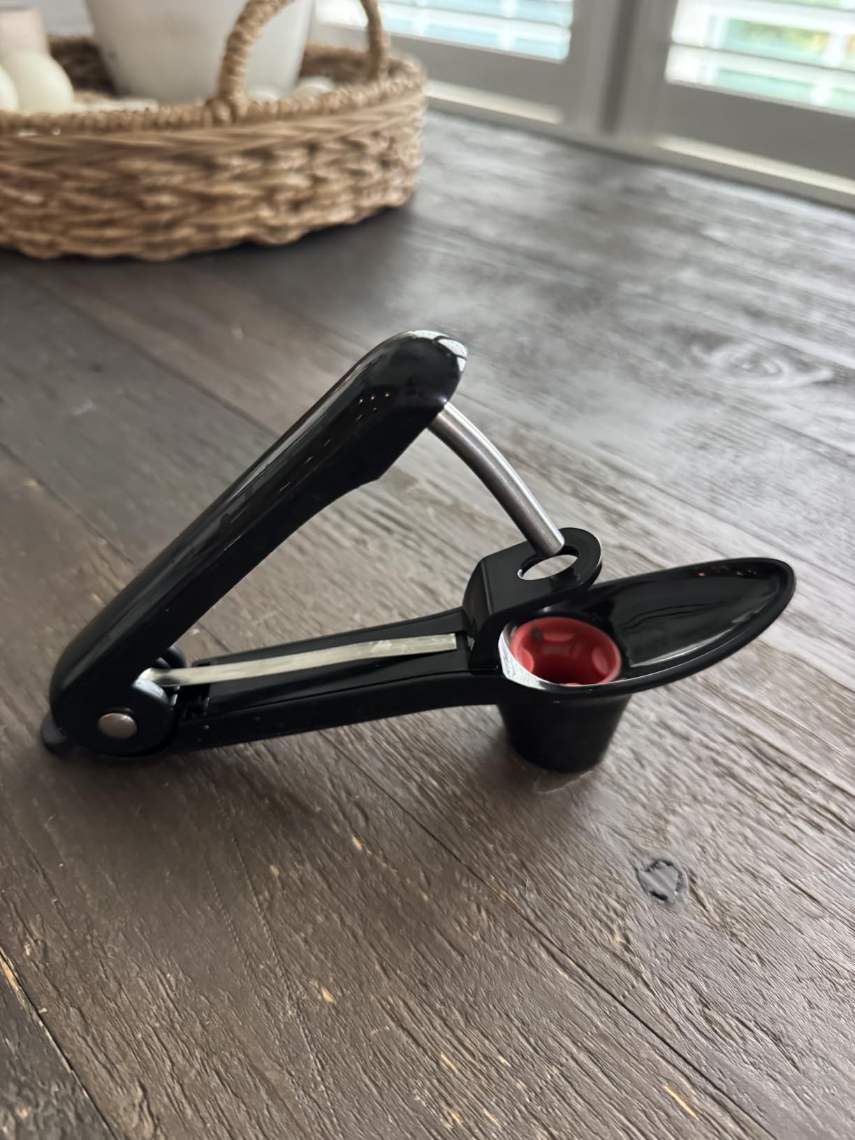 Cherry Pitter - Ordekcity Stainless Steel Cherries Corer Pitter Tool with Hand-held Push Design, Save Time & Space for Making Cherry Jam with Lock Design(Black) customer photo 1