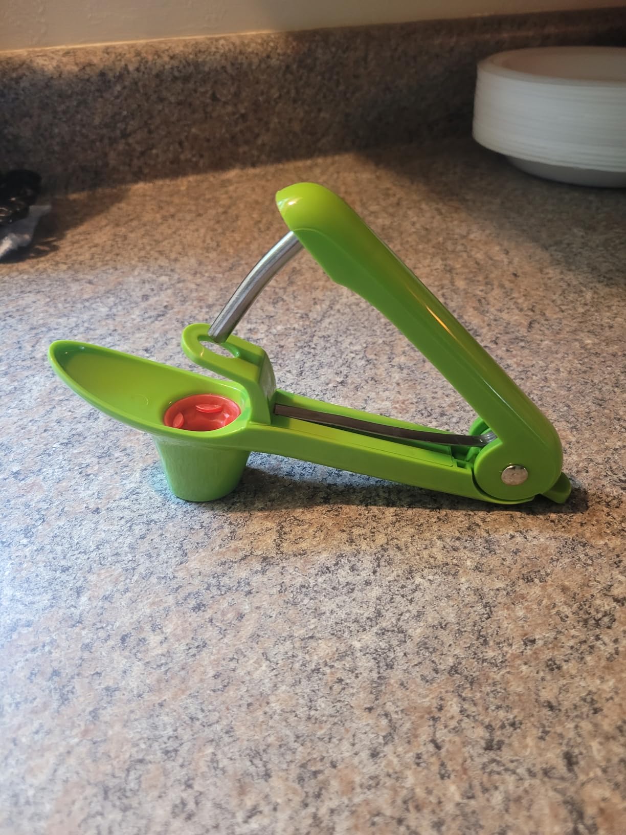 Cherry Pitter - Ordekcity Stainless Steel Cherries Corer Pitter Tool with Hand-held Push Design, Save Time & Space for Making Cherry Jam with Lock Design(Black) customer photo 2