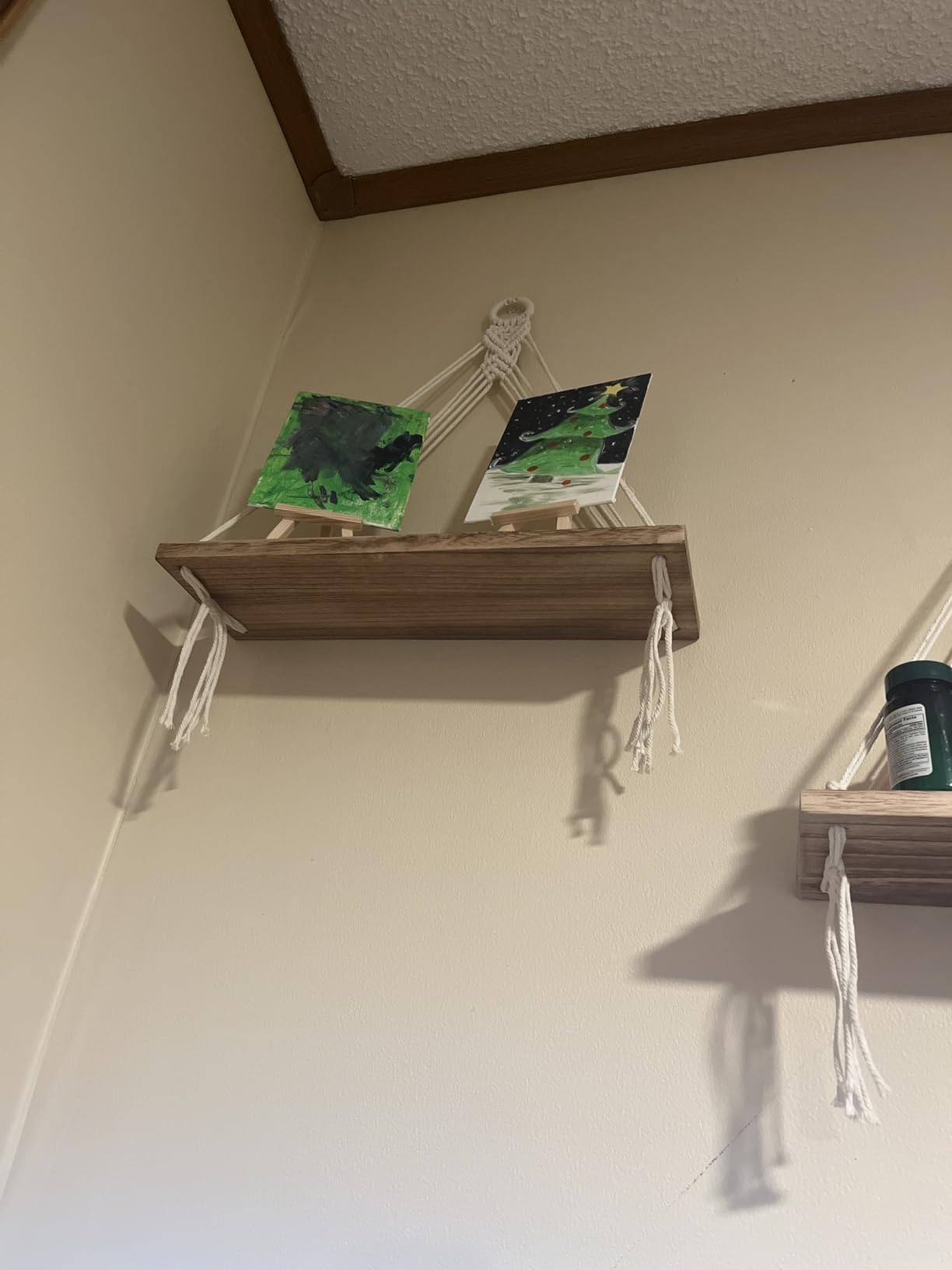 Mkono Macrame Hanging Shelves Boho Wall Decor Set of 2 Floating Wood Shelf | Cute Room Decor for Teen Girls Display Storage Shelves for Hanging Plant Photos Fit Bedroom Bathroom Living Room Nursery Dorm customer photo 1