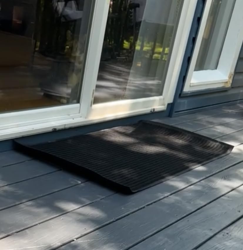 Yimobra Welcome Mat Outdoor Indoor, Waterproof Heavy Duty Front Door Mat Outside Entrance, Extra Sturdy Non-Slip Doormat, Low Profile, Dirt Trapping, 36x24 Inches, Black Gray customer photo 1