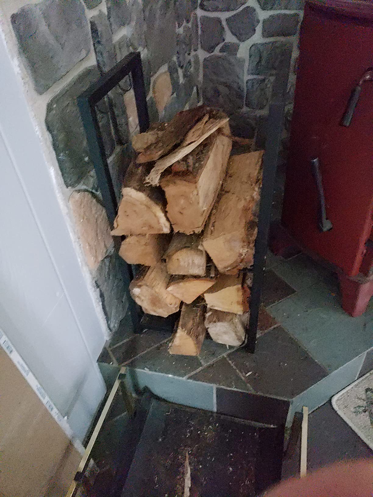 Koutemie Firewood Rack Indoor, 2 Tier Small Firewood Log Storage Holder customer photo 1