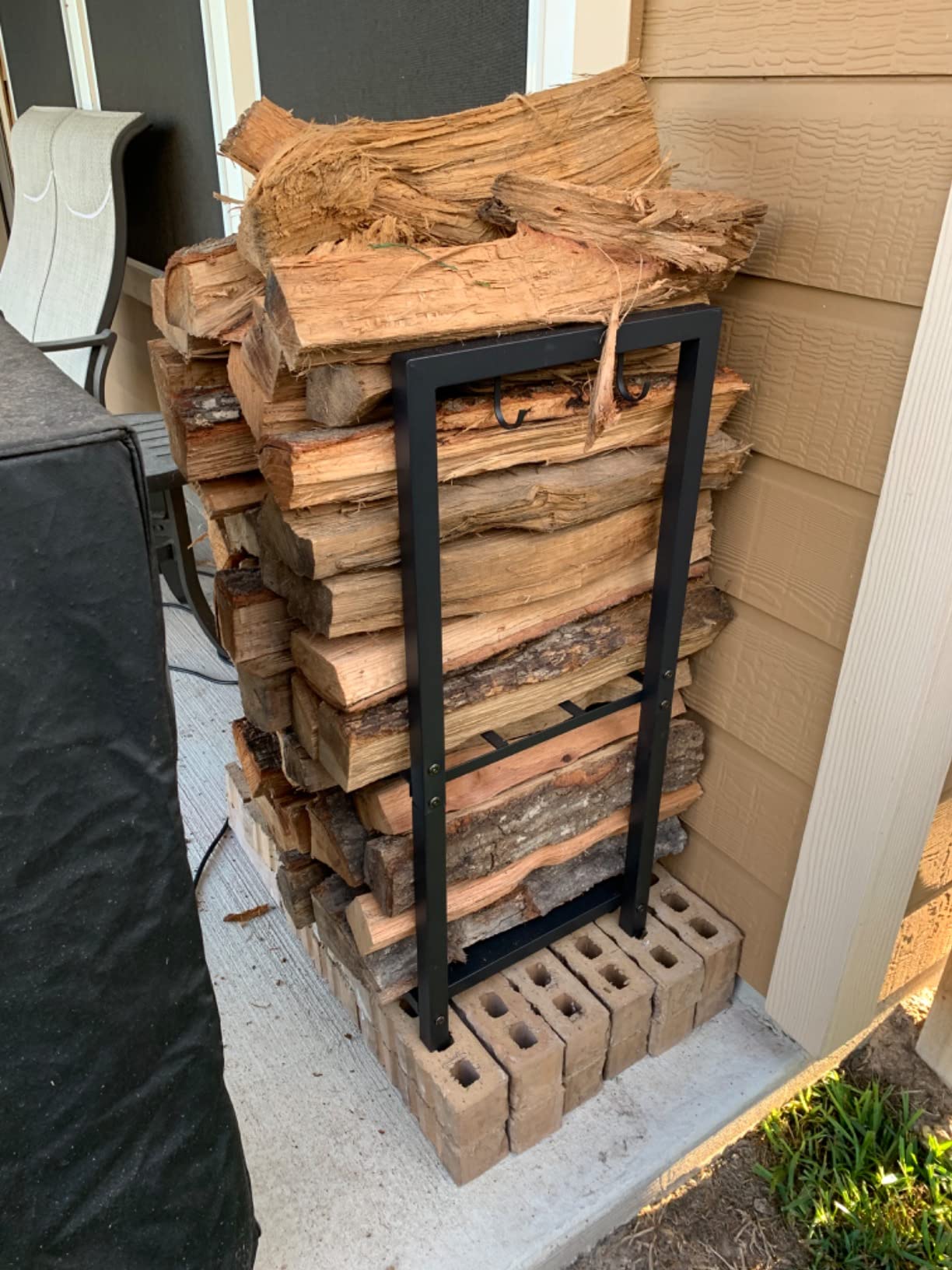 Koutemie Firewood Rack Indoor, 2 Tier Small Firewood Log Storage Holder customer photo 2