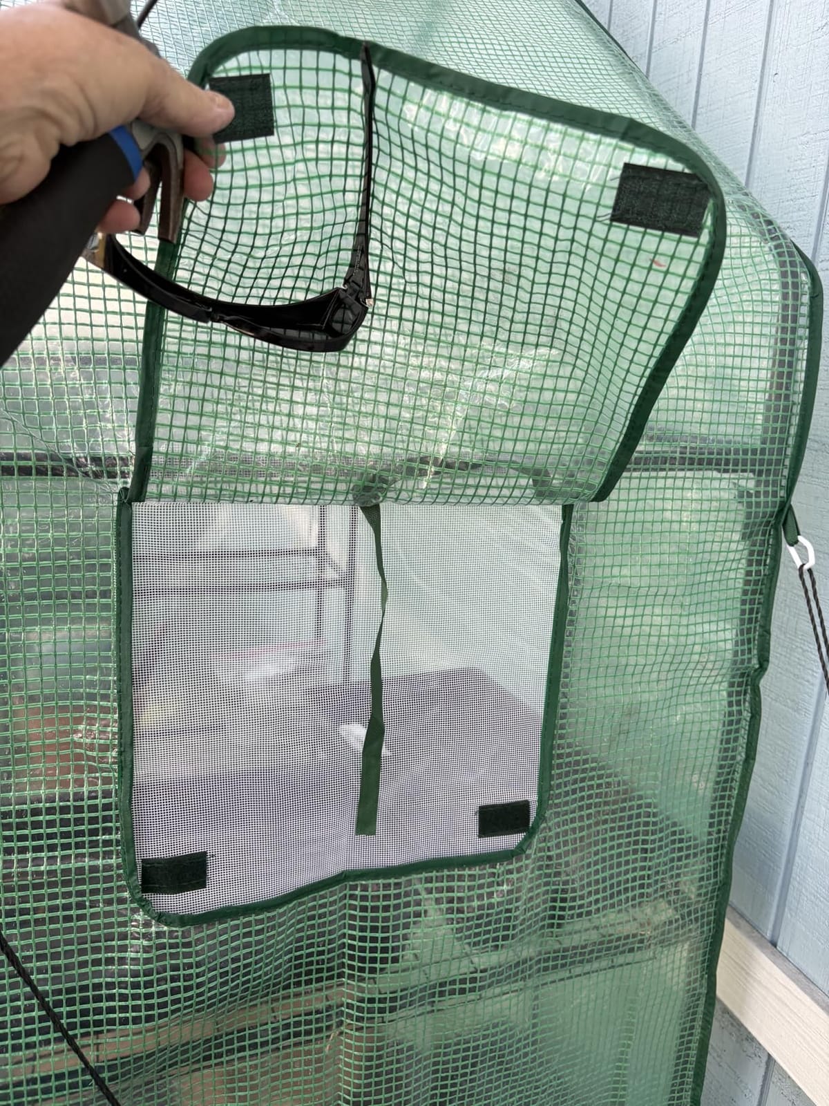Walk in Greenhouse with Shelves,Walk-in Plant Plastic Green House with Windows Green PE Cover, 3 Tiers 6 Shelves Greenhouse Frame Stands with Ground Pegs & Ropes,56
