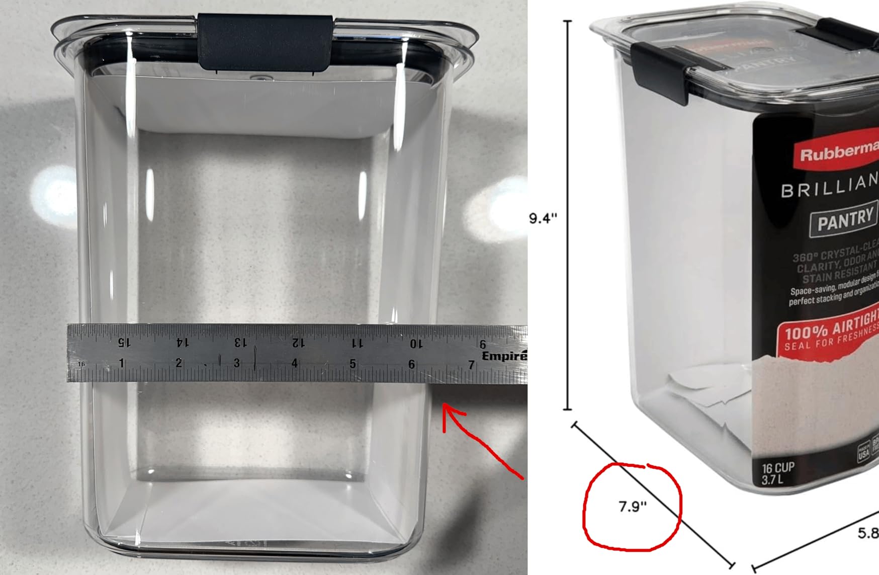 Rubbermaid Brilliance BPA-Free Food Storage Containers with Lids Airtight Kitchen and Pantry Organization Set Includes 3 Containers and Scoops Clear 16 cups customer photo 1