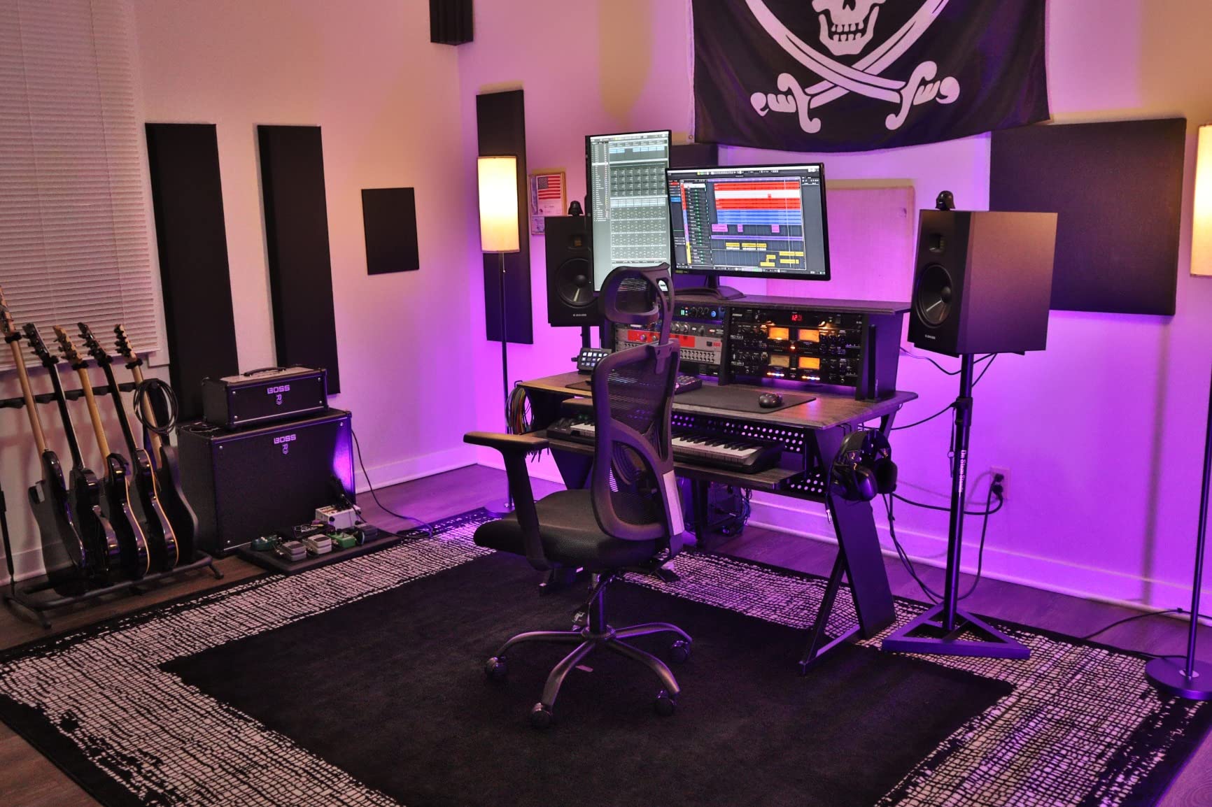 Acme Furniture Rectangular Music Desk Table with Earphone Rack, Natural and Black customer photo 1