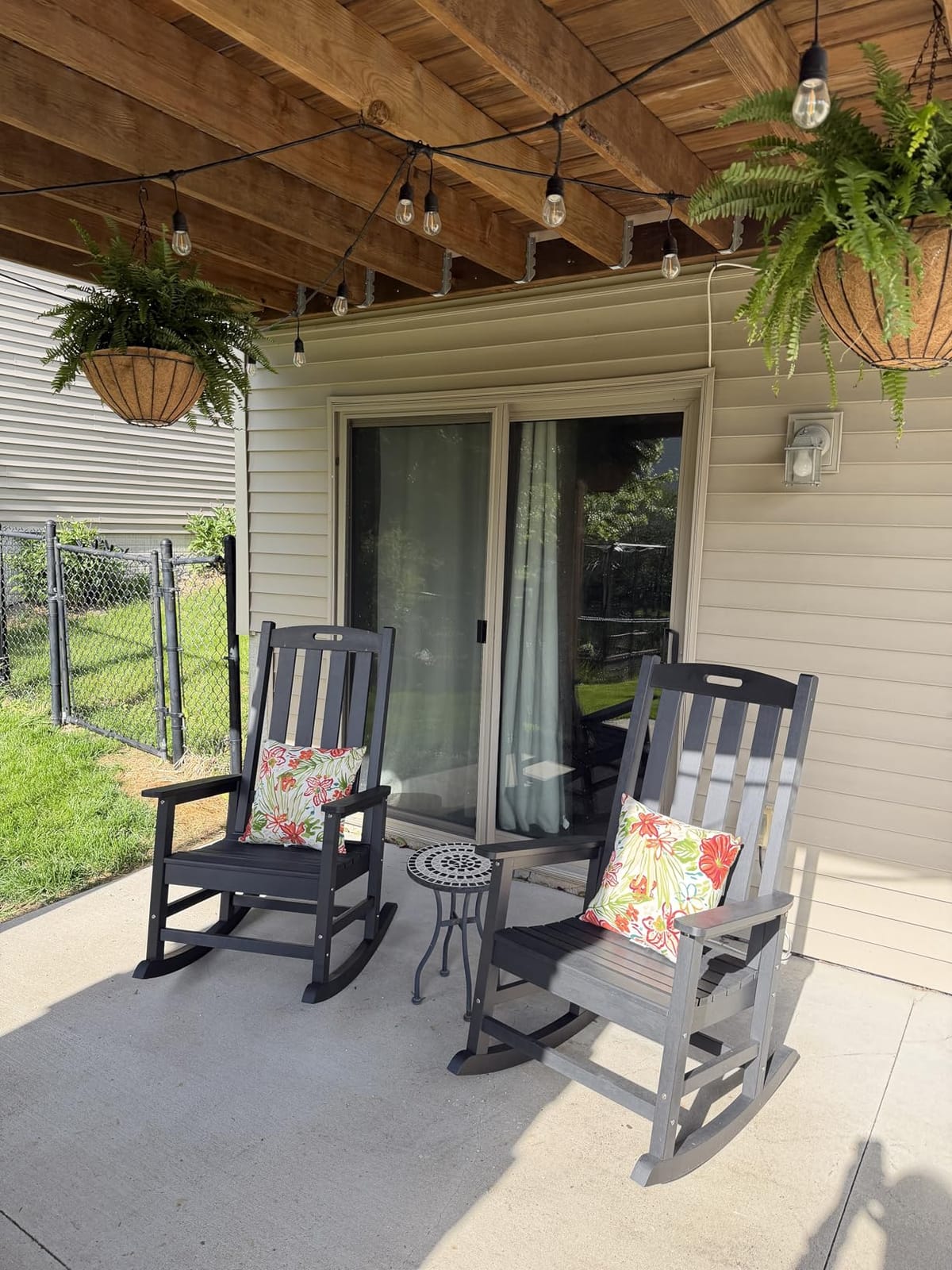 Psilvam Oversized Outdoor Rocking Chair, HDPE Porch Rocker (Brown) customer photo 2