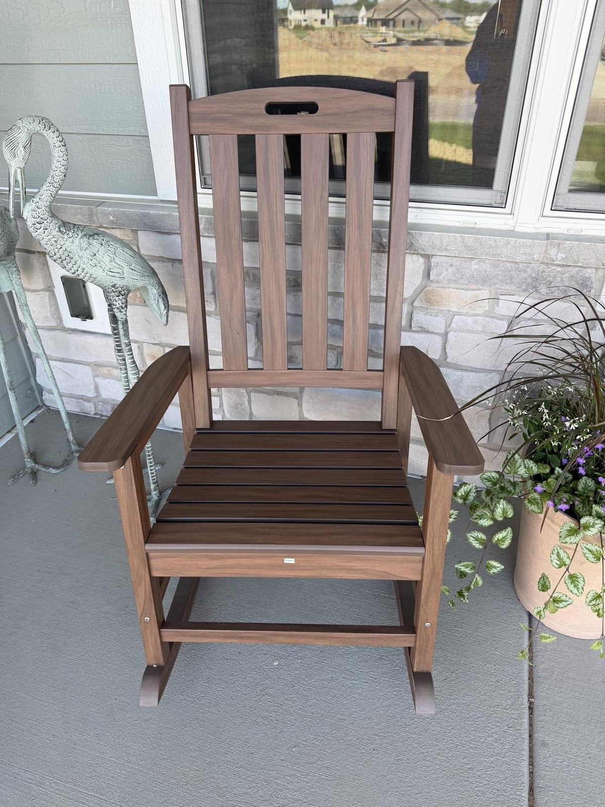 Psilvam Outdoor Rocking Chairs Set of 2, Oversized Porch Rocker (Black) customer photo 1