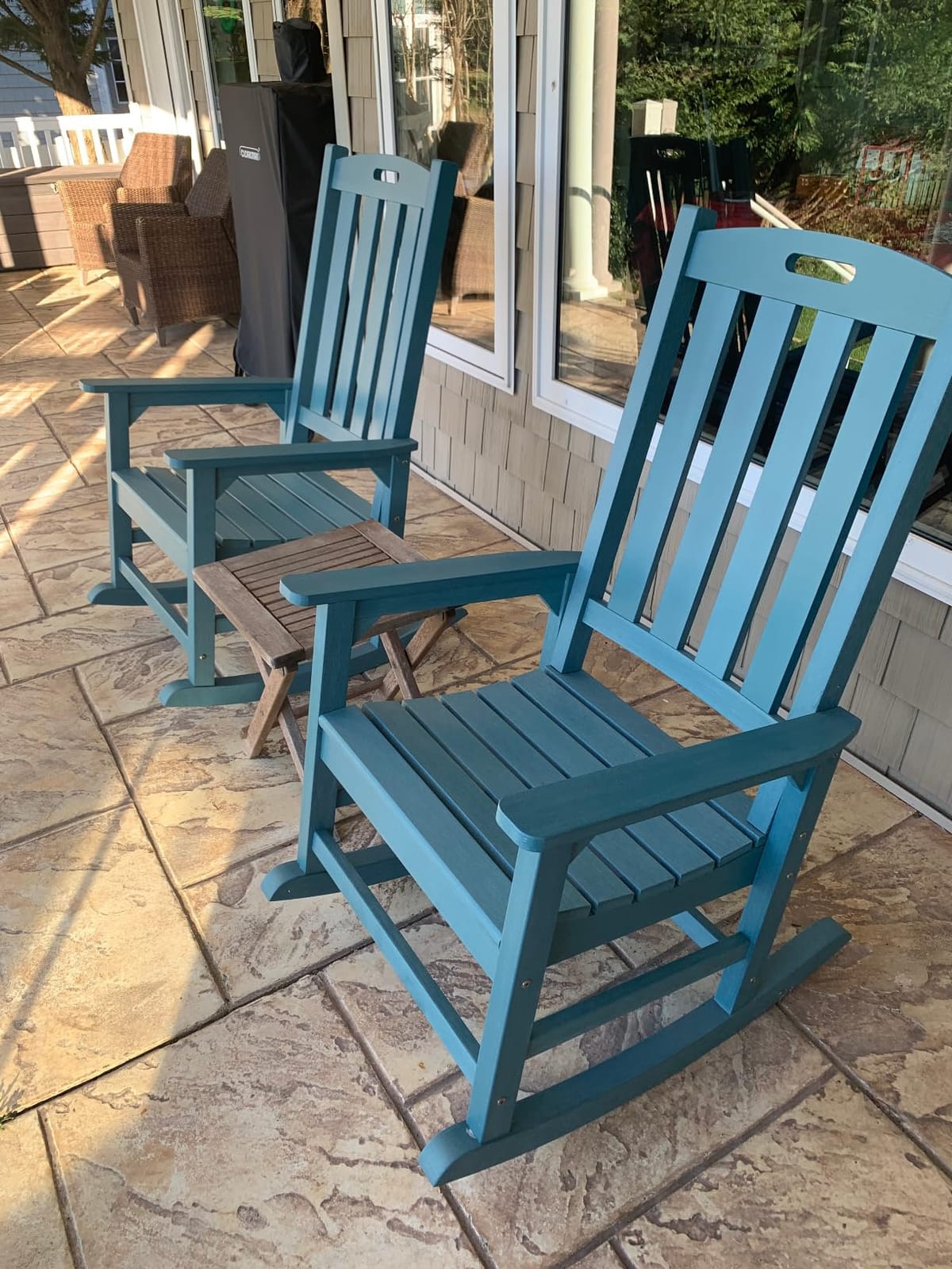 Psilvam Outdoor Rocking Chairs Set of 2, Oversized Porch Rocker (Black) customer photo 2