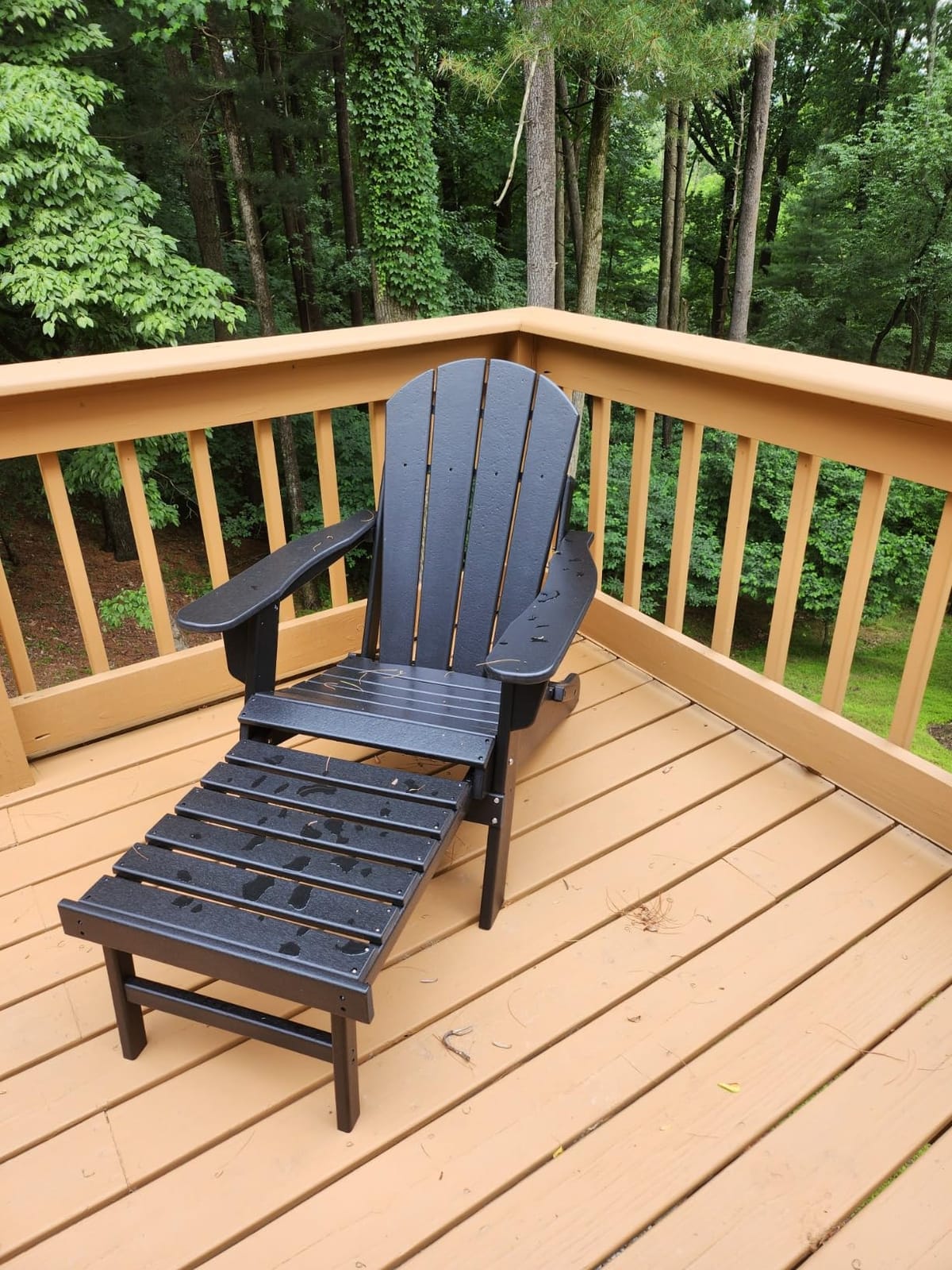 GREENVINES Folding Adirondack-Chairs-with-Ottoman Set of 2, HDPE, Blue customer photo 1