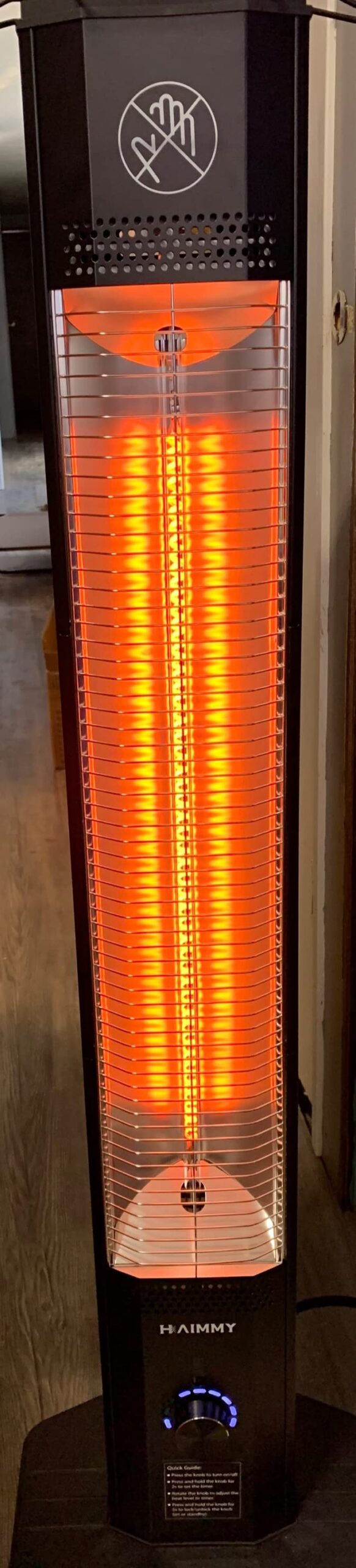 Outdoor Electric Patio Heater, Haimmy 42in Infrared Heater with Remote, 9 Heat Levels, 9H Timers, 1500W Instant Heating, Safety Lock, Tip-Over & Overheat Protection, IPX5 Waterproof Tower Space Heater customer photo 2