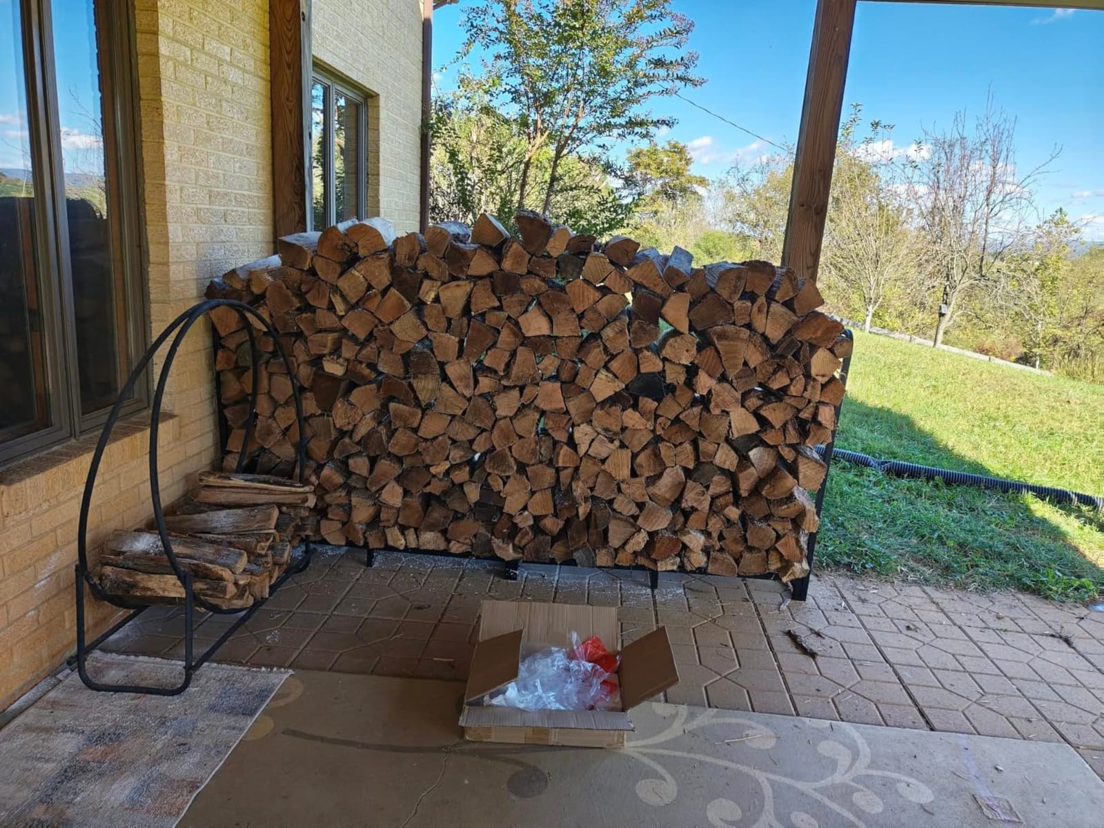 Mr IRONSTONE 4ft Firewood Rack Outdoor Indoor, Upgraded Heavy Duty Adjustable Fire Wood Rack Holds Up to 2600lbs, Fireplace Log Holder Wood Storage for Porch Patio, Easy Assembly customer photo 2