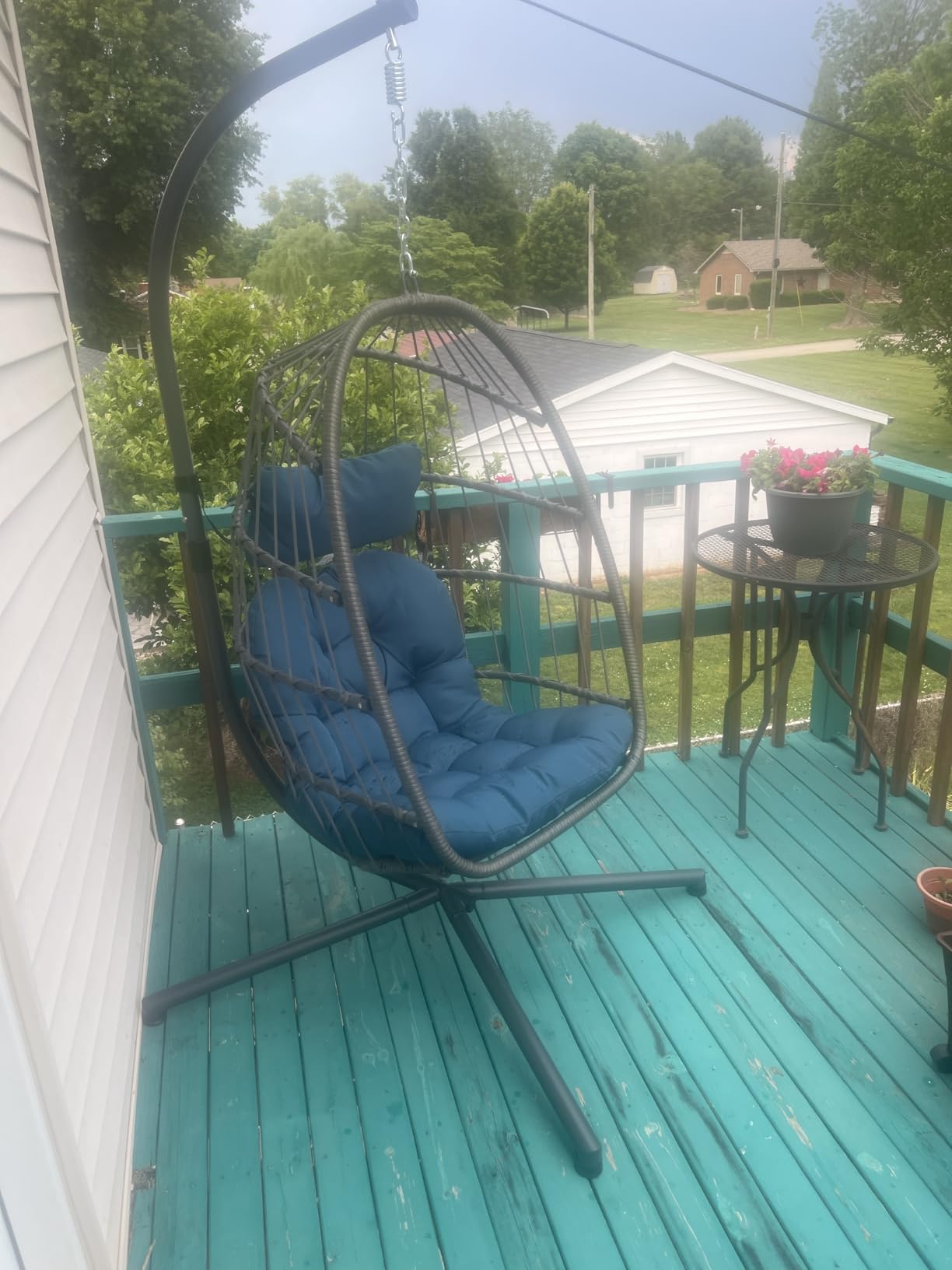 Yechen Indoor Outdoor Egg Hanging Chair with Stand, Charcoal Grey | Egg Chairs with UV Resistant Cushion for Indoor Bedroom Outdoor Garden Backyard customer photo 1