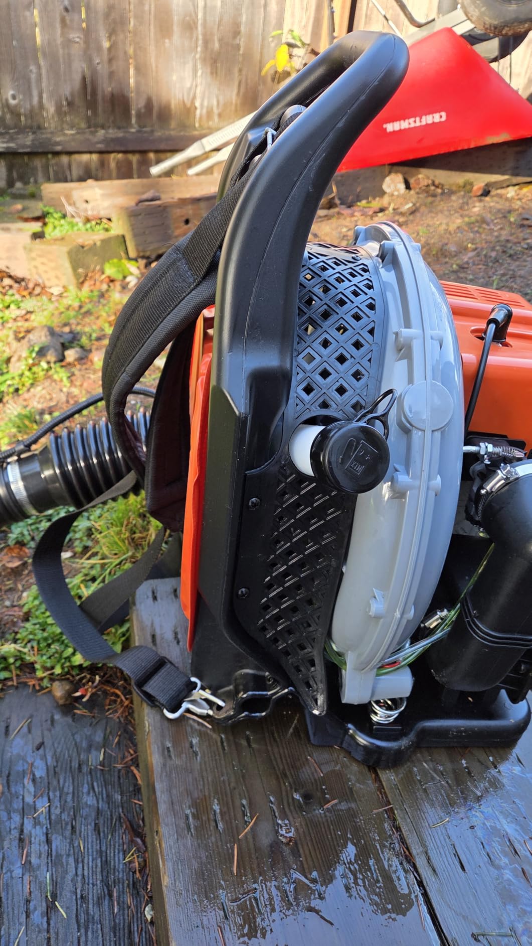 63CC 3HP 2 Stroke Backpack Gas Powered Leaf Blower, High Strength Snow Grass Lawn Blower Air Cooling Gasoline with Single-Cylinder Air-Cooled for Gutter,Garden,Yard Ora Orange customer photo 2