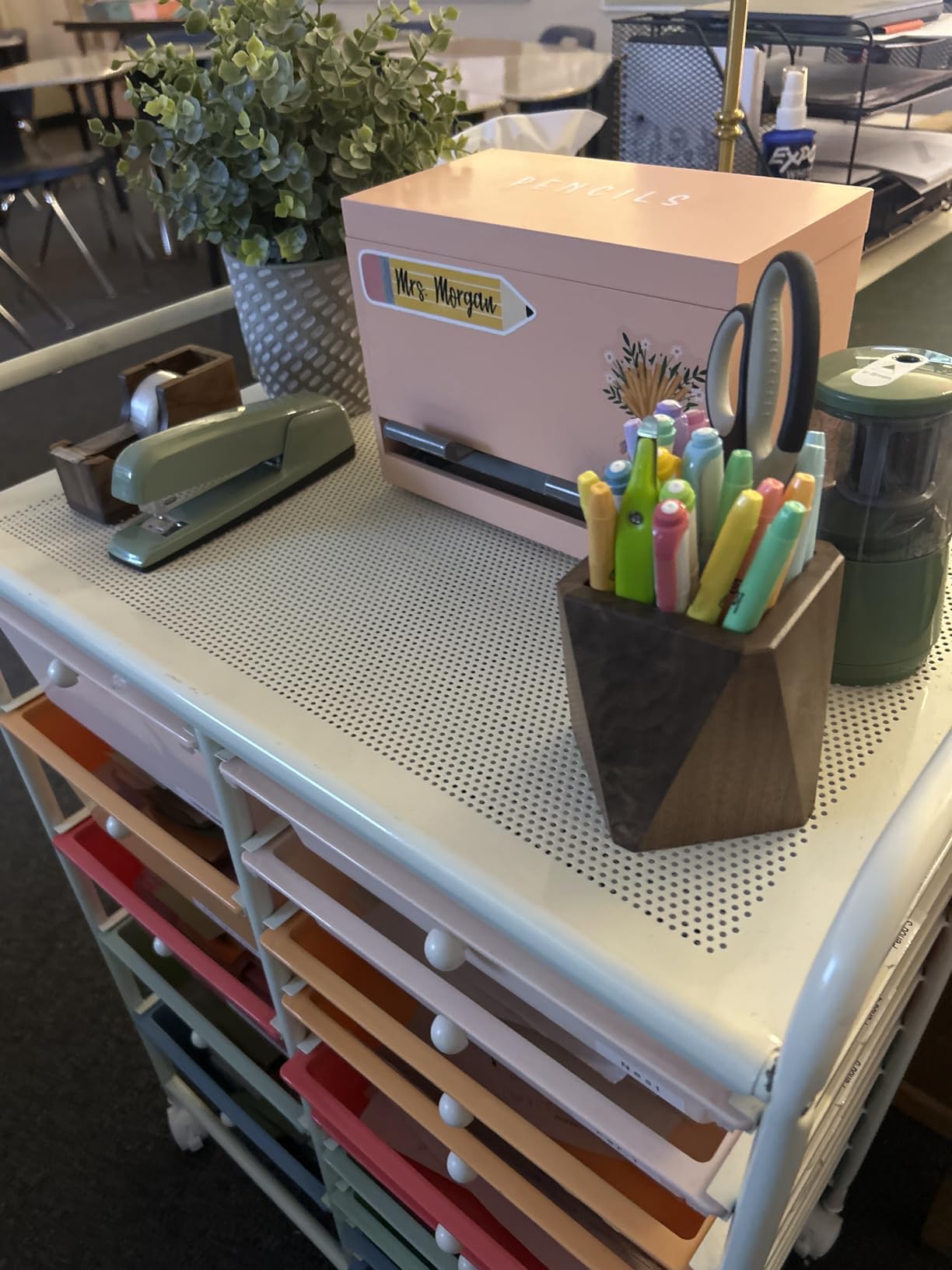 Black Walnut Wooden Pencil Box, Multiple-Use Desk Writing Stationary Organizer Wood Pen Holder Cups Office School Supplies Storage (Prismatic Shape) customer photo 1