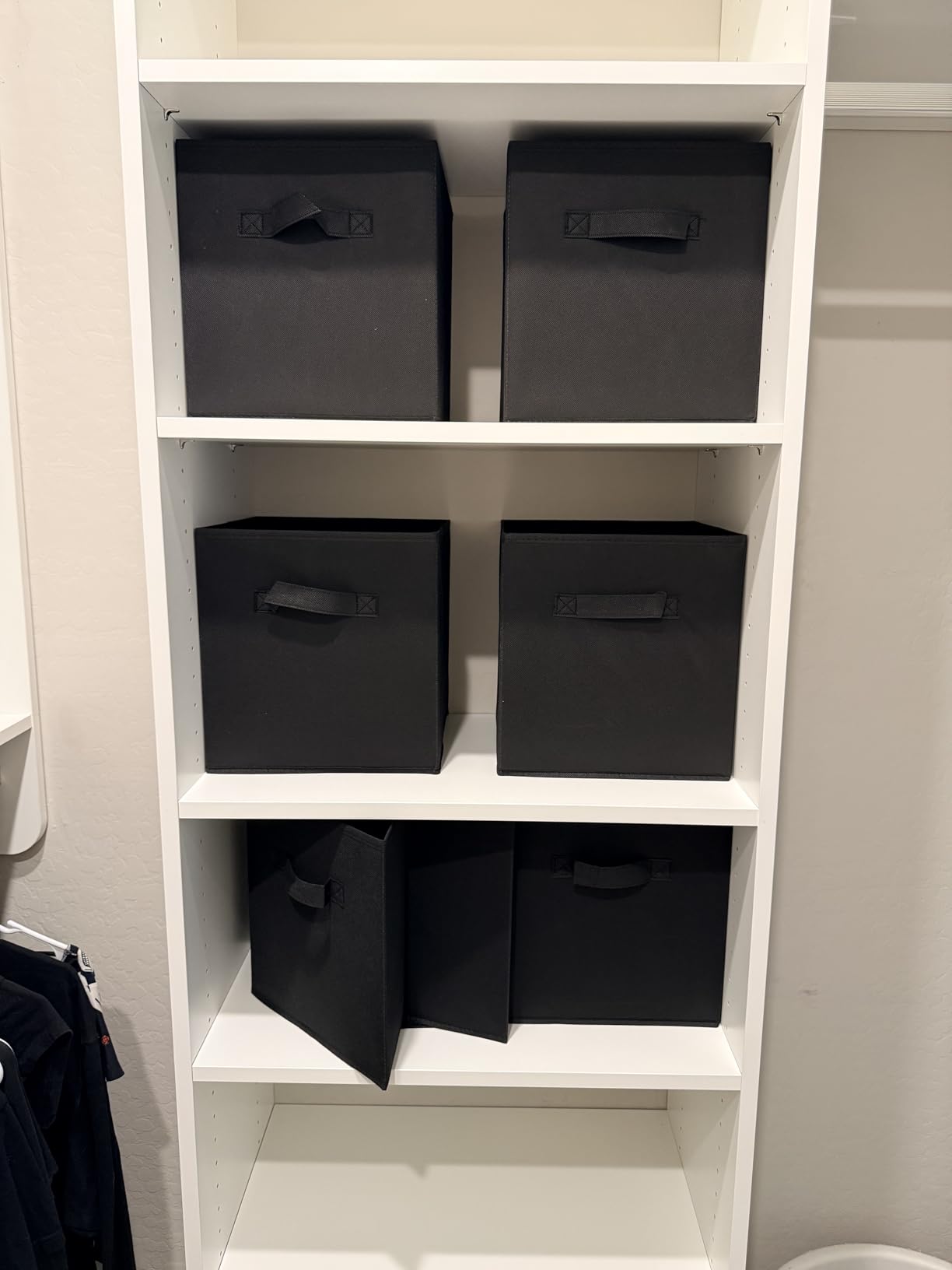 STORAGE MANIAC Storage Cubes, 11 Inch 6 Pack Collapsible Fabric Shelf Bins, Closet Basket Organizer with Handle for Shelves, Offices, Black customer photo 2
