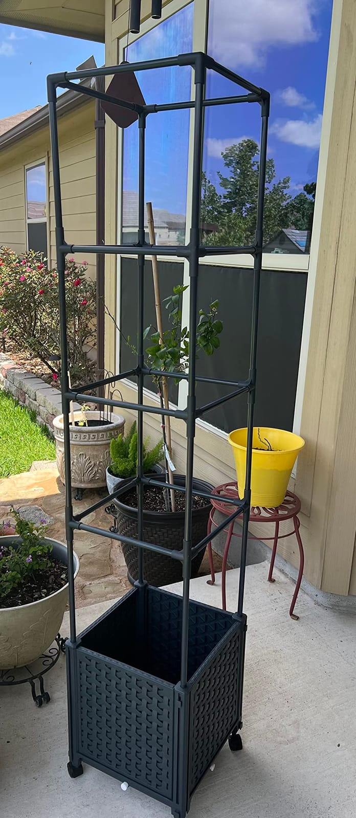 LINEX Raised Garden Bed Planter Box with Trellis, 67.6” Tomato Planters for Climbing Plants Vegetable Vine Flowers Outdoor Patio, Tomatoes Cage w/Self-Watering & Wheels customer photo 2