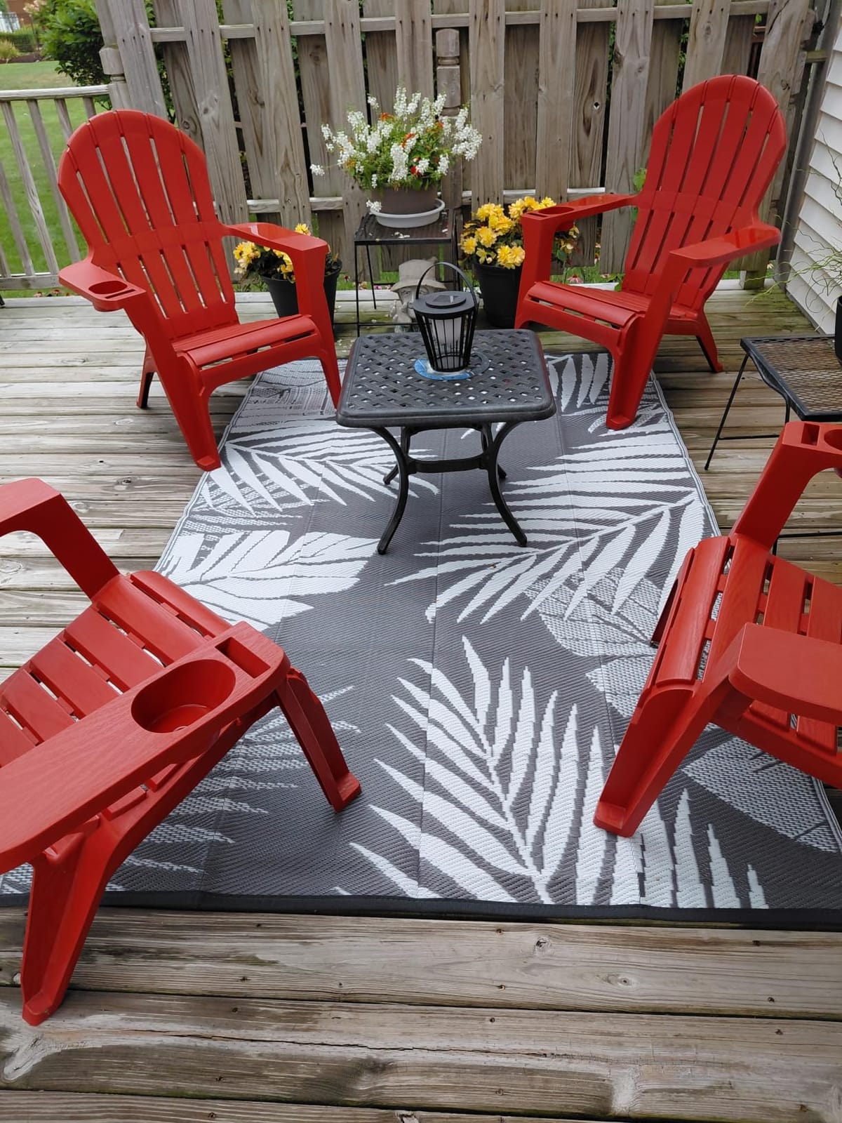 GENIMO Outdoor Rug, Waterproof Plastic Rugs for Patio, 5'x8' Grey White | Outside Larger Leaf Carpet Mat for Porch Decor, Deck, Balcony, Camping, RV, Backyard, Picnic, Beach, Reversible, Foldable customer photo 2