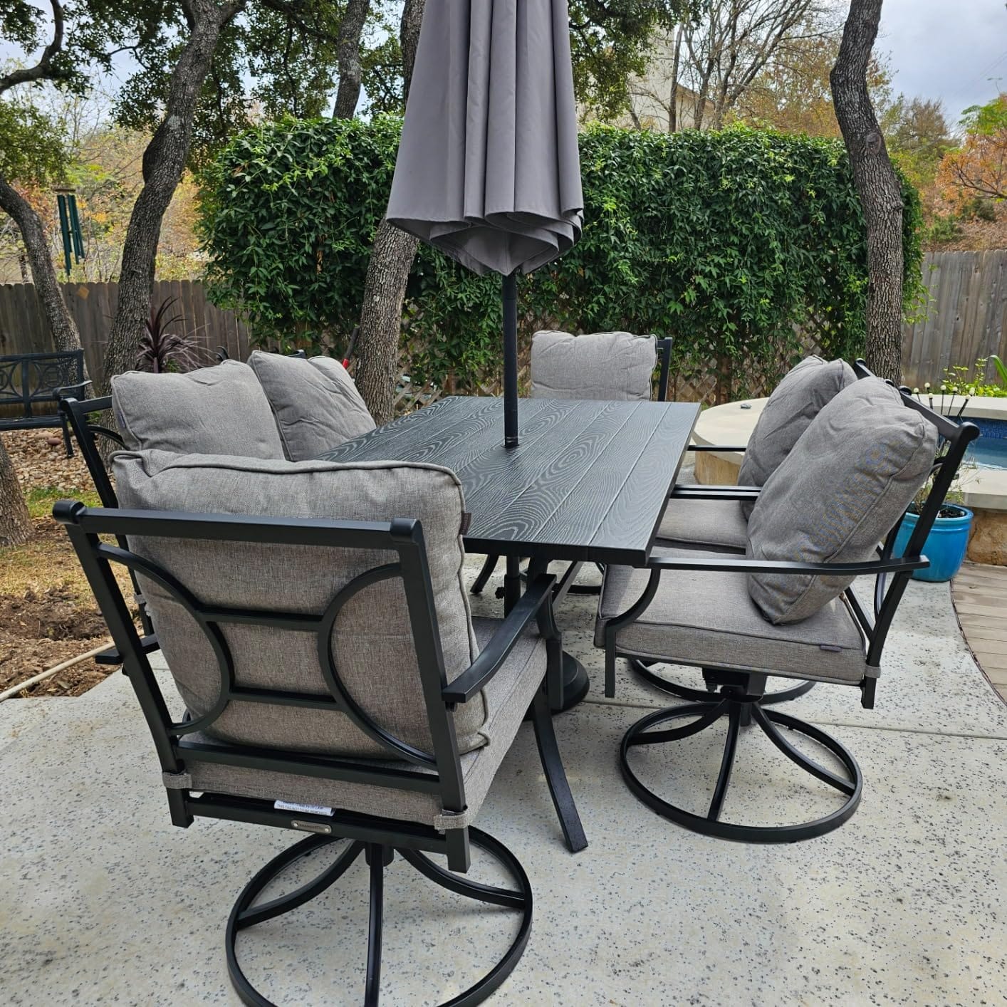 Grand patio 7-Piece Outdoor Dining Set for 6 with Swivel Patio Chairs customer photo 2