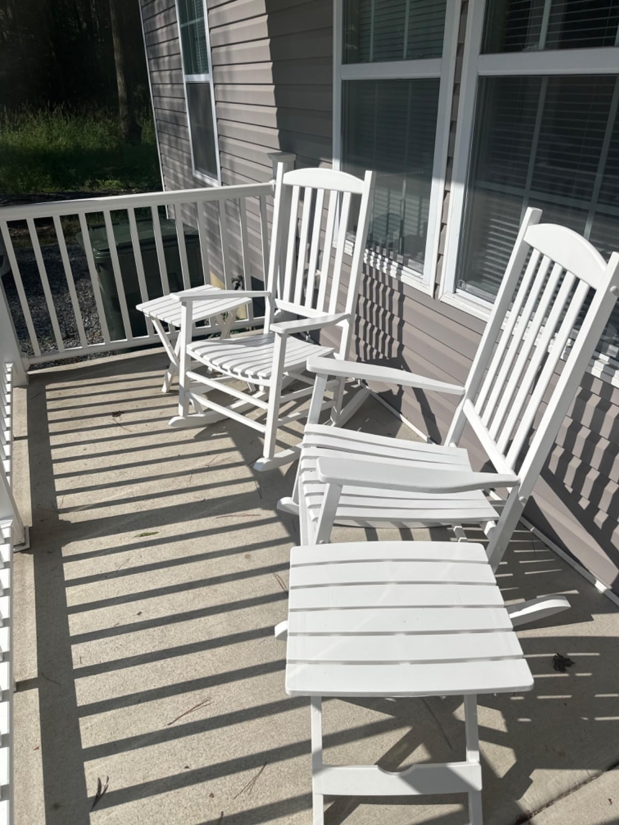 Hupmad Wooden Rocking Chair Outdoor Oversized Porch Rocker Chair,Patio Wooden Rocker with High Back and Armrest,All Weather Rocker Slatted for Backyard,Garden,400 lbs Support,Black customer photo 1