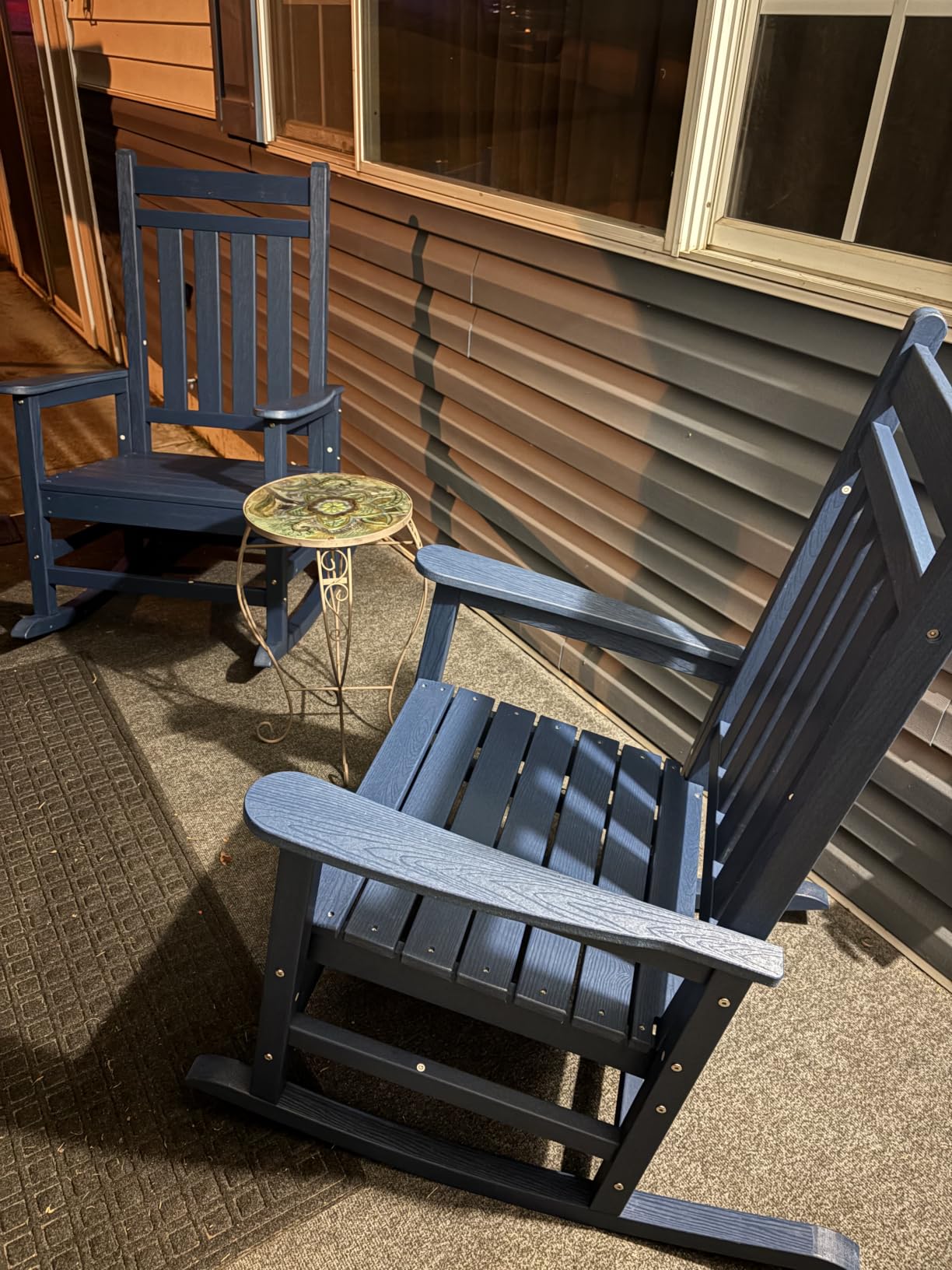SERWALL Outdoor Rocking Chair Set of 2, HDPE Porch Rocker for Adults, White customer photo 2