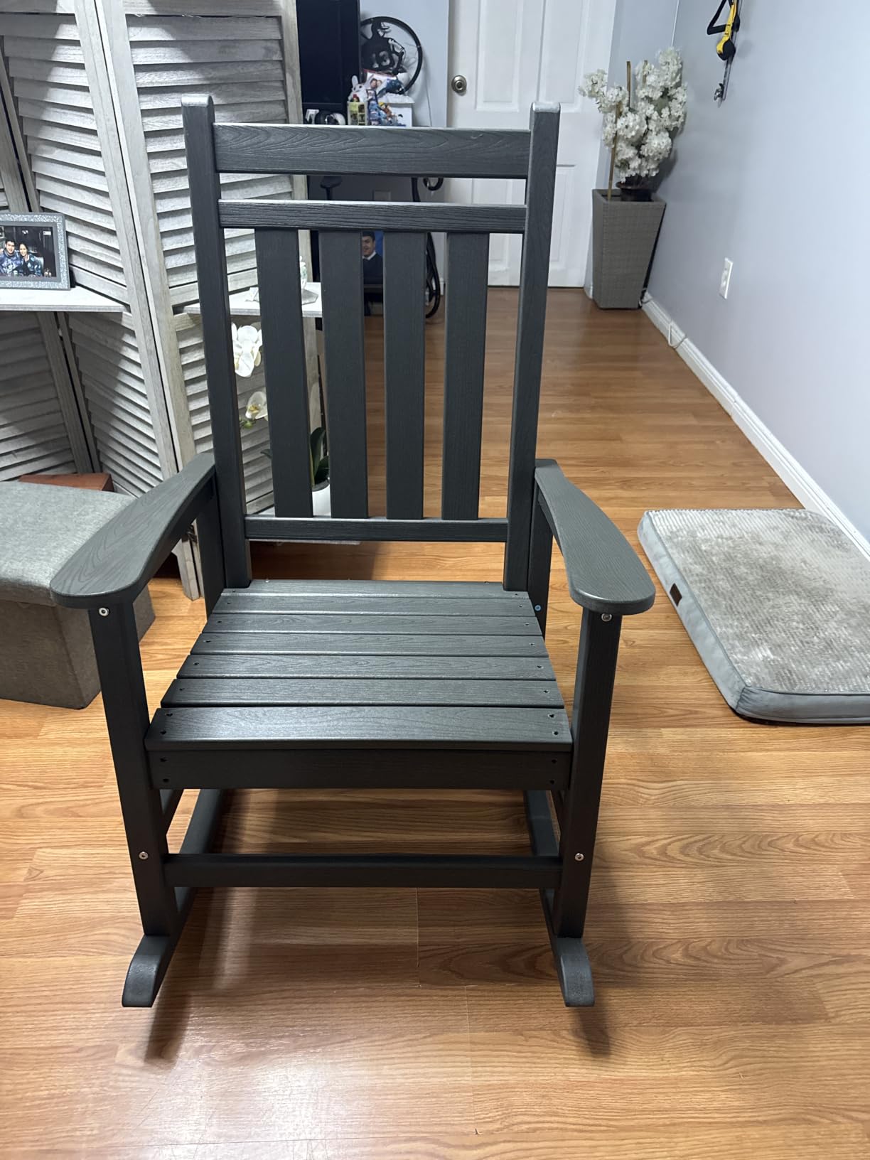 SERWALL Outdoor Rocking Chair Set of 2, HDPE Rocking Chairs for Adult, Grey customer photo 2