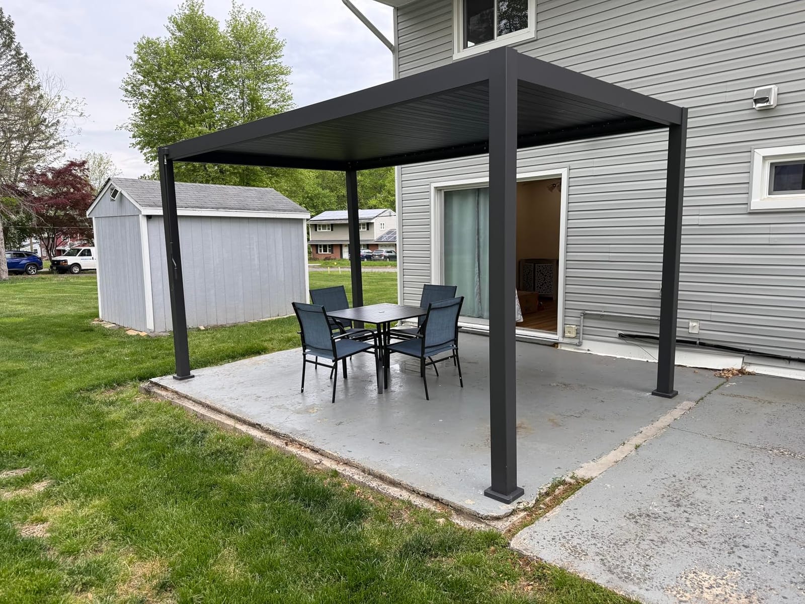 HERA'S HOUSE 5pc Patio Dining Set for 4, Outdoor Metal Table & Brown Chairs customer photo 2