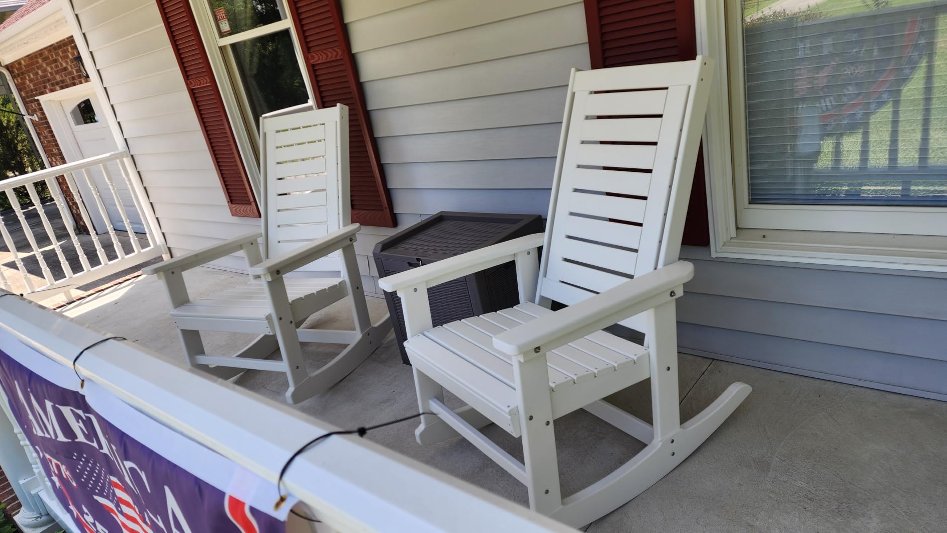 GREENVINES Oversized Outdoor Rocking Chairs Set of 2, HDPE Rocker, Blue customer photo 2