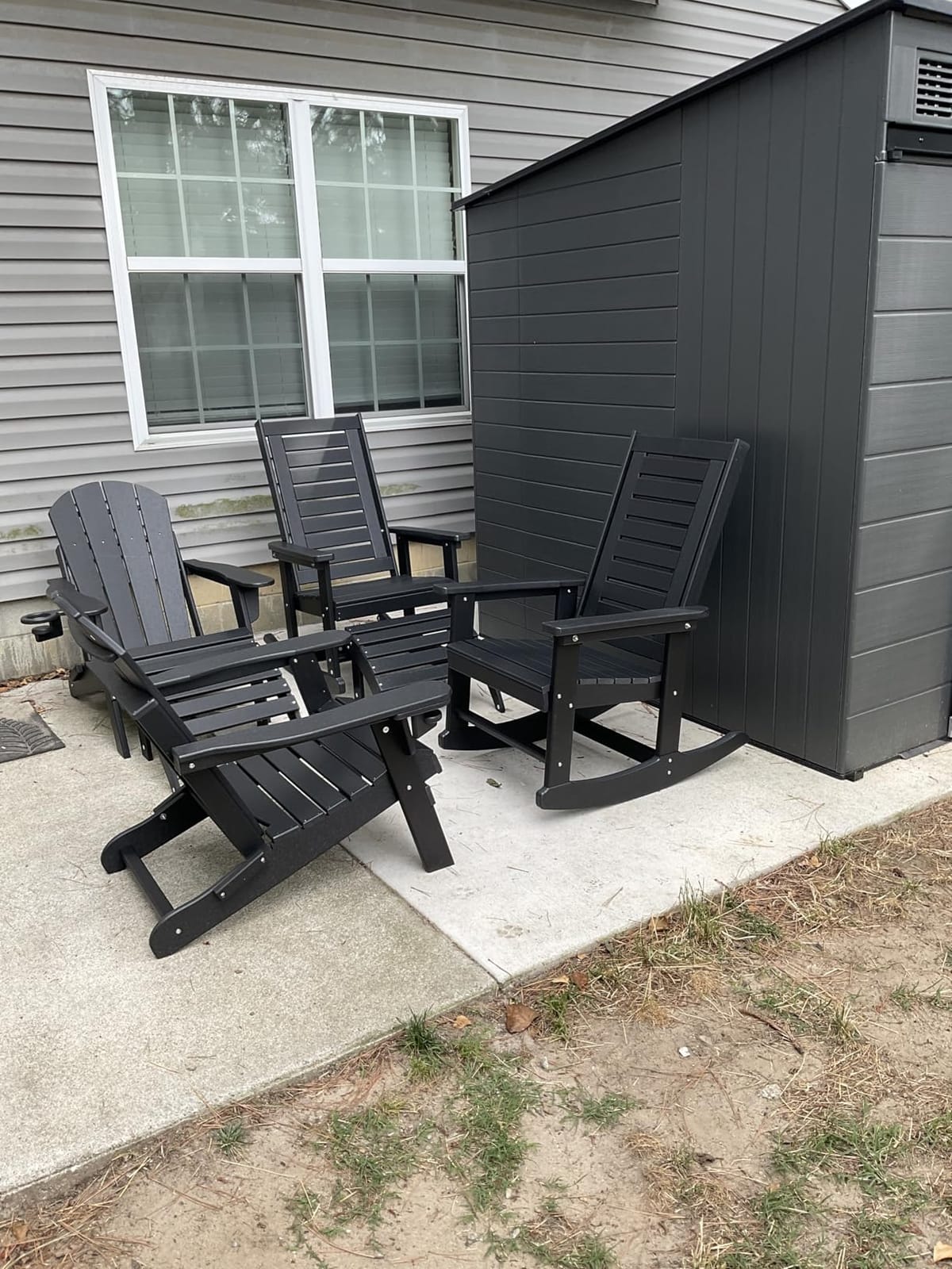 GREENVINES Folding-Adirondack-Chairs Set of 2, HDPE All Weather, Blue | Hidden Cup Holder | 5” Wide Armrests | Foldable Fire Pit Chair | Reclined Legs | Low Maintenance for Outdoor Patio Deck customer photo 2