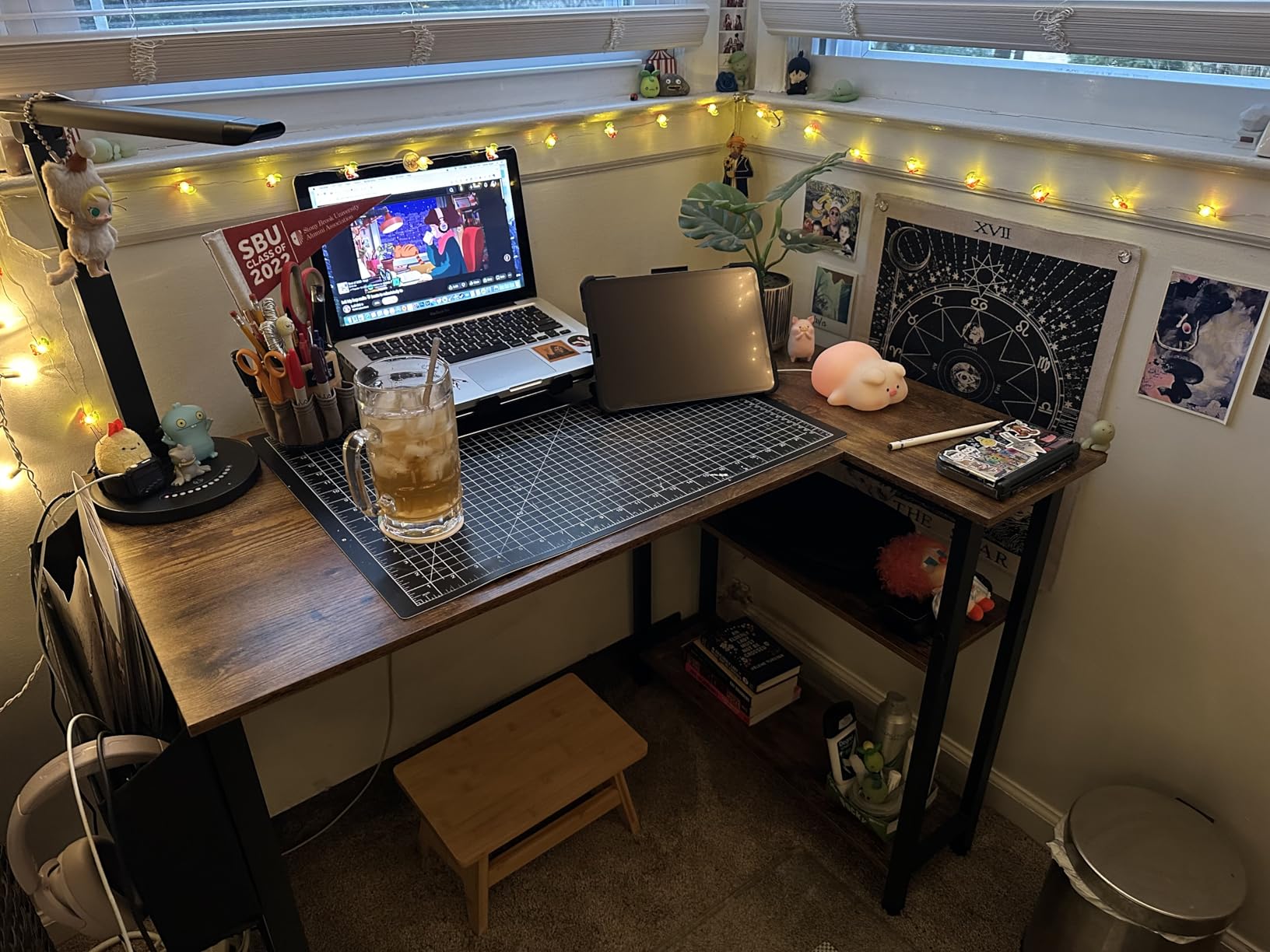 Lufeiya White L Shaped Computer Desk with Power Outlet Shelves, 40 Inch Small Reversible Corner Desk for Small Space Home Office, L-Shaped Desk PC Desks, White customer photo 2