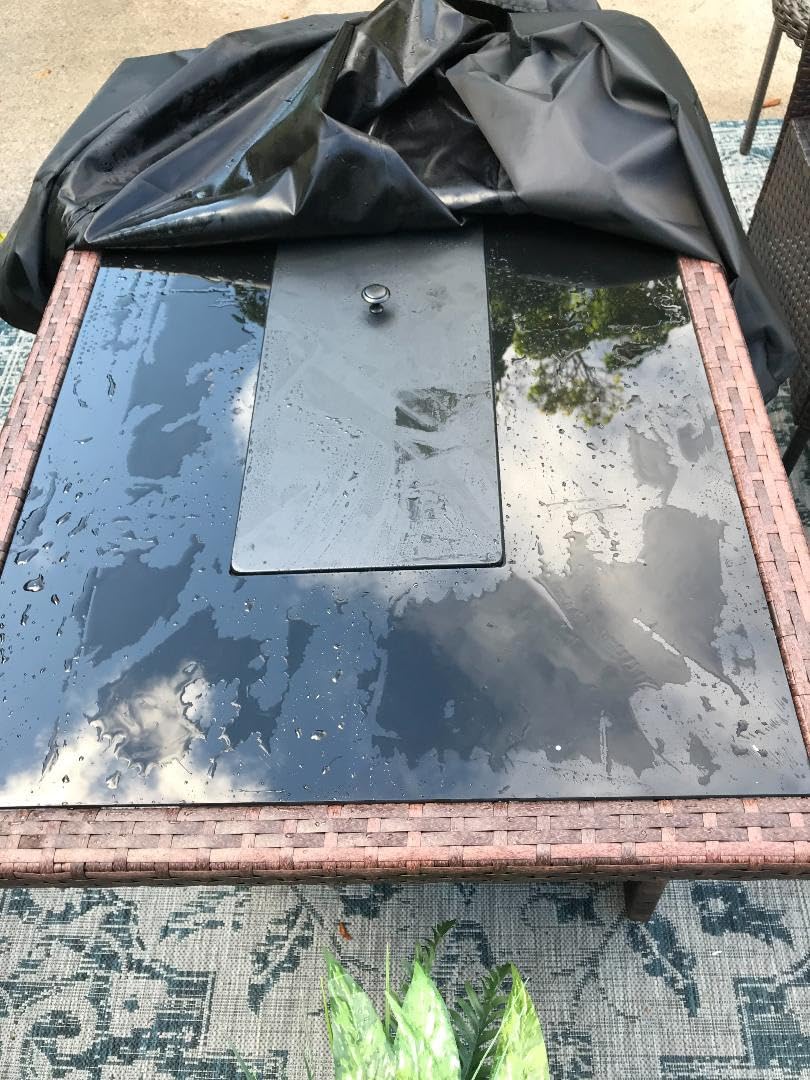 44 Inch Propane Gas Fire Pits Table for Outside Patio, 60000 BTU Rectangular Outdoor Wicker Rattan Fire Pit with Glass Wind Guard customer photo 1