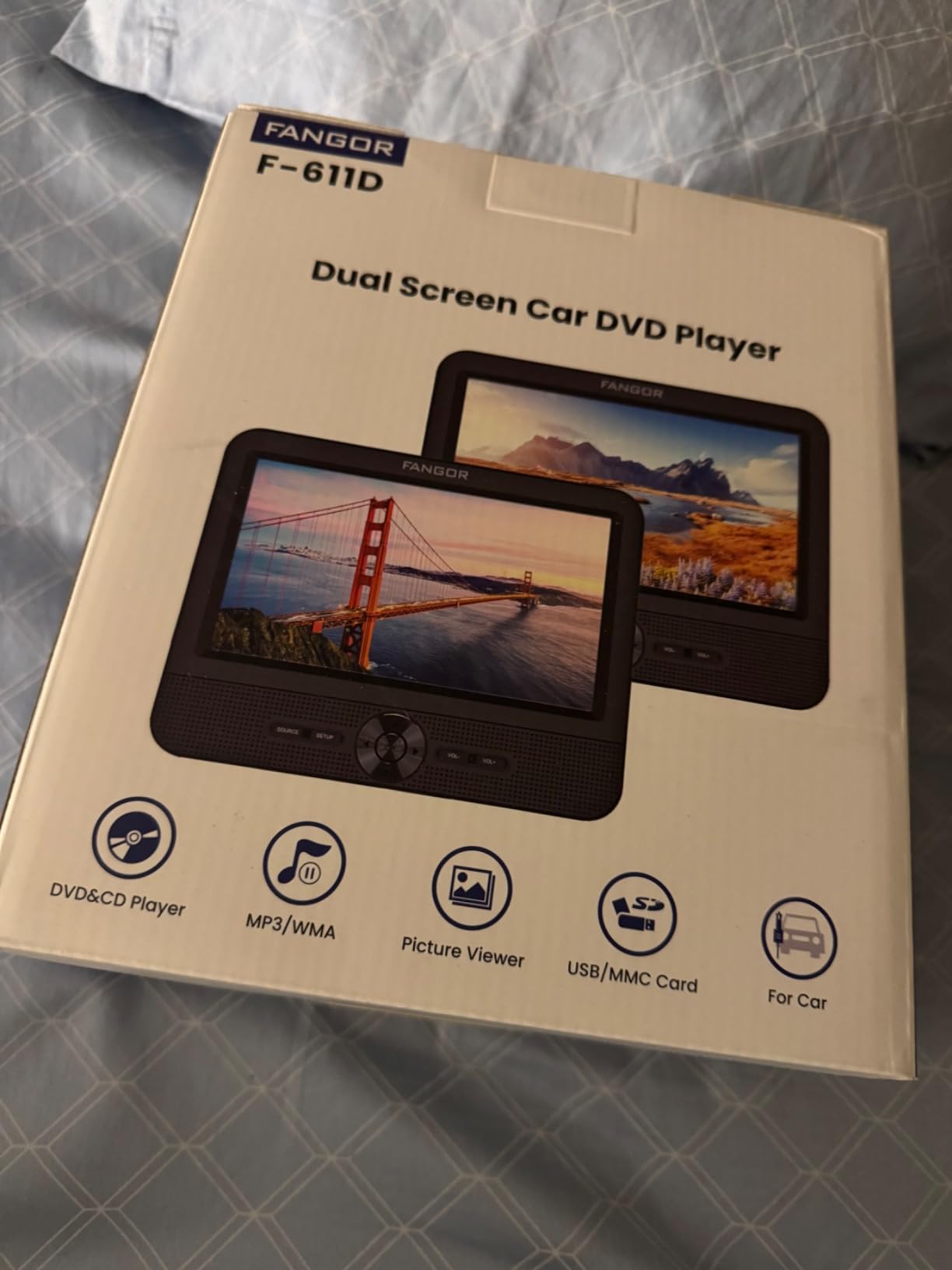 Car DVD Player Dual Screen, FANGOR 7.5 Inch DVD Player for Car Play The Same or Two Different Movies with Headrest Straps, Support Last Memory, AV Out/in, USB/SD Card, All Regions customer photo 2