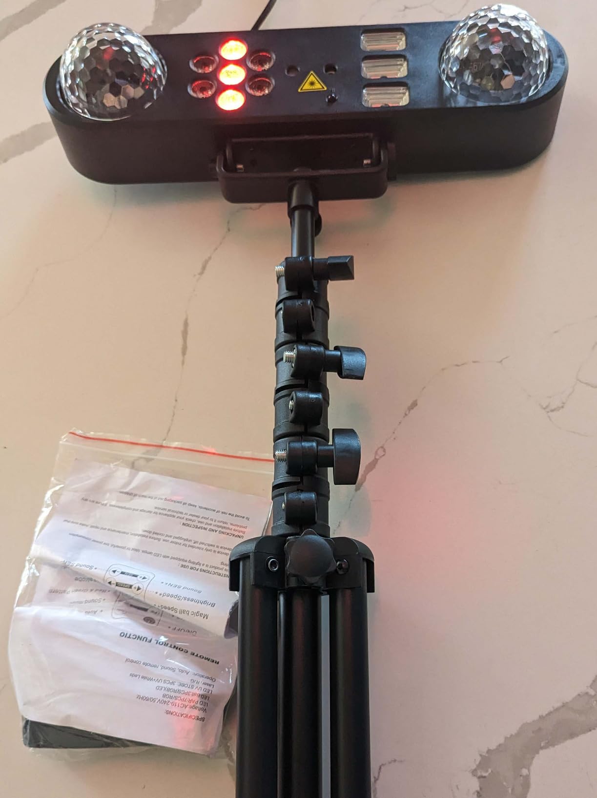 DJ Lights with Stand,5 in 1 Dj Lights for Parties Disco Ball Stage Party Light Set with Sound Activated Control, UV,Strobe, Dyeing, Led Par Light and Pattern Lighting for Bar Wedding Christmas-1PC customer photo 1