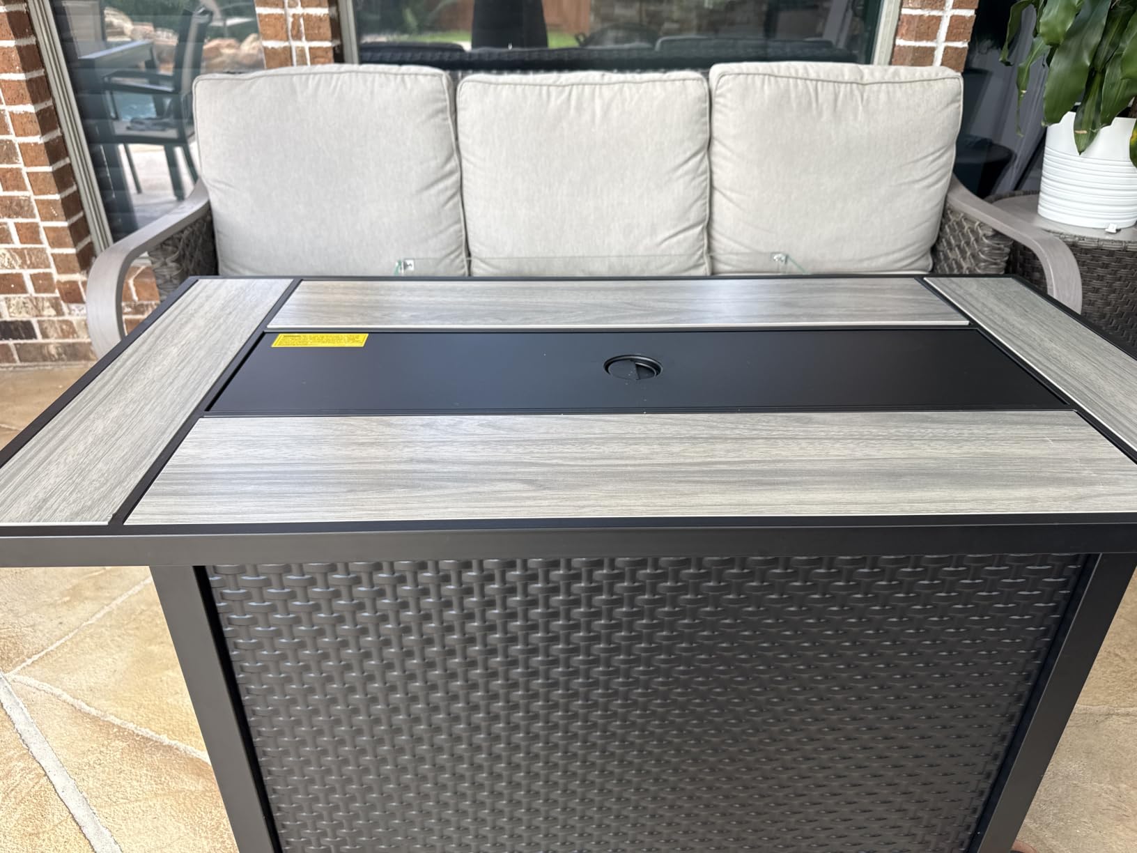 45in Fire Table, Propane Fire Pit with Glass Wind Guard and Rain Cover, Outdoor Firepit Table 50000 BTU 3-in-1 Fire Table for Patio/Yard/Balcony, Gray Tabletop customer photo 1