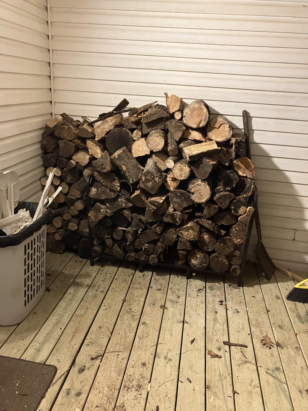 2.8ft Firewood Rack Holder, Adjustable Heavy Duty Fire Log Stacker Stand for Fireplace, Outdoor Indoor Metal Wood Pile Storage Organizer, Patio Logs Stand tool, Black customer photo 1
