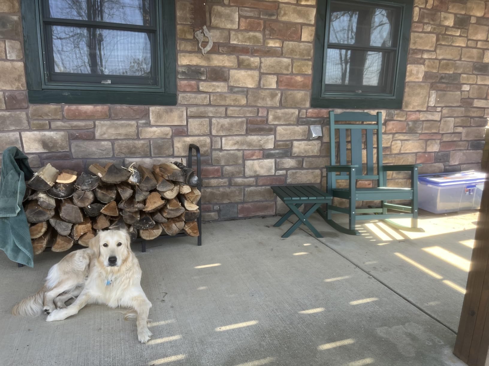 2.8ft Firewood Rack Holder, Adjustable Heavy Duty Fire Log Stacker Stand for Fireplace, Outdoor Indoor Metal Wood Pile Storage Organizer, Patio Logs Stand tool, Black customer photo 2
