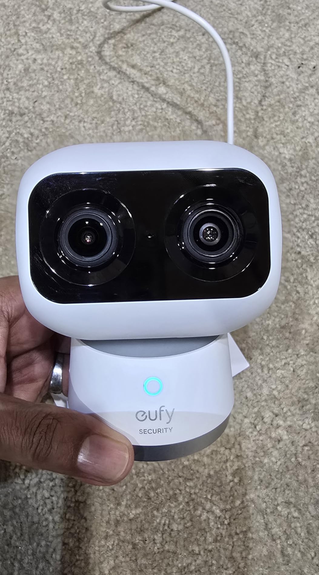 eufy Security 4K Indoor Cam S350, No Subscription, Dual Cameras, 8× Zoom | 360° Coverage, Works as a Pet Camera, Nanny/Senior/Baby Monitor, AI Auto-Tracking, Human/Pet/Cry Detection, 2.4/5 GHz Wi-Fi customer photo 1