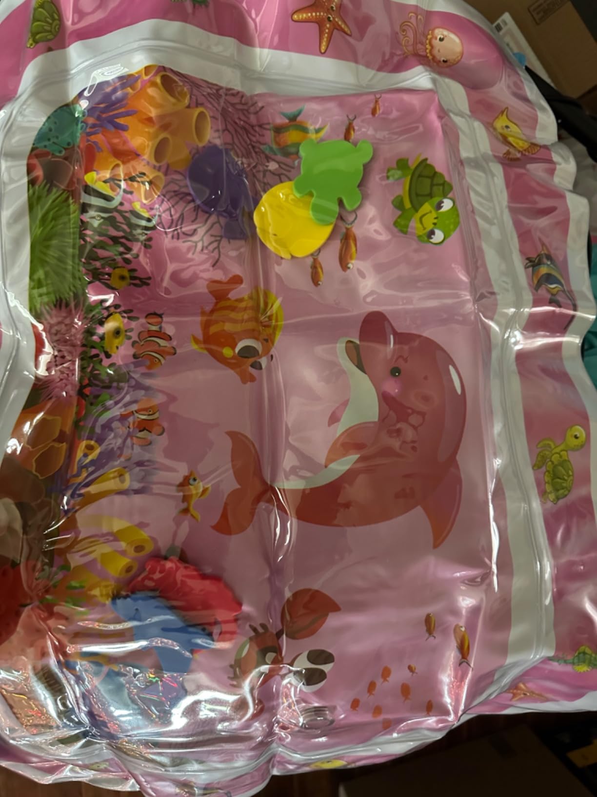 ZMLM Baby Tummy Time Water Mat for Babies: Baby Toys Gifts for Newborn Infant 3 6 9 12 Month Boy Girl Inflatable Activity Playmat Sensory Mat Toddler Belly Time Pat (Pink) customer photo 2