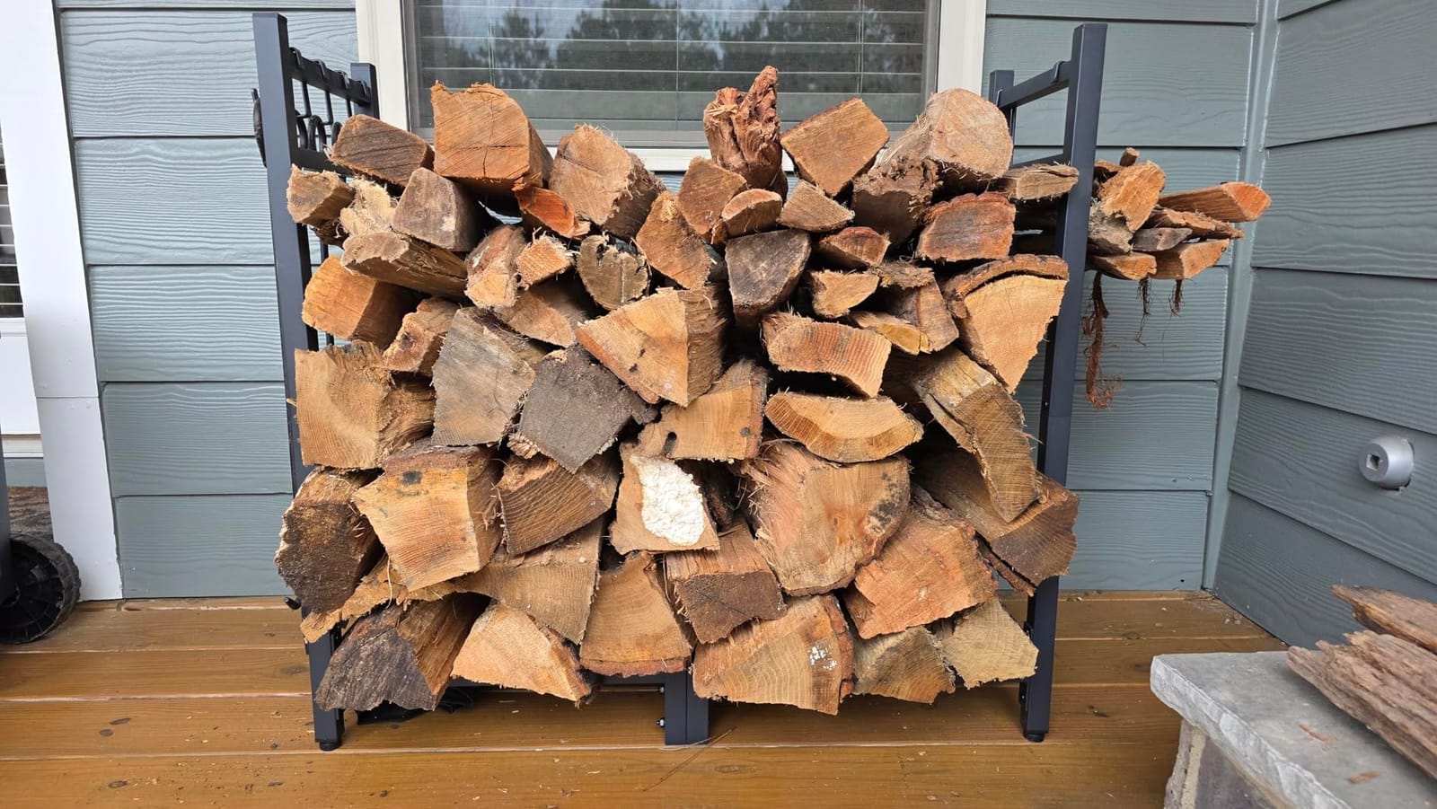 34inch Firewood Rack Indoor with Log Carrier,Outdoor Wood Rack for Firewood customer photo 2