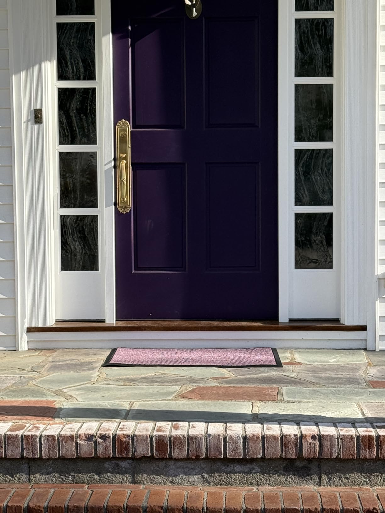 Smiry Front Door Mat Outside Entrance, Low Profile Rubber Doormat, 29.5x17 customer photo 1
