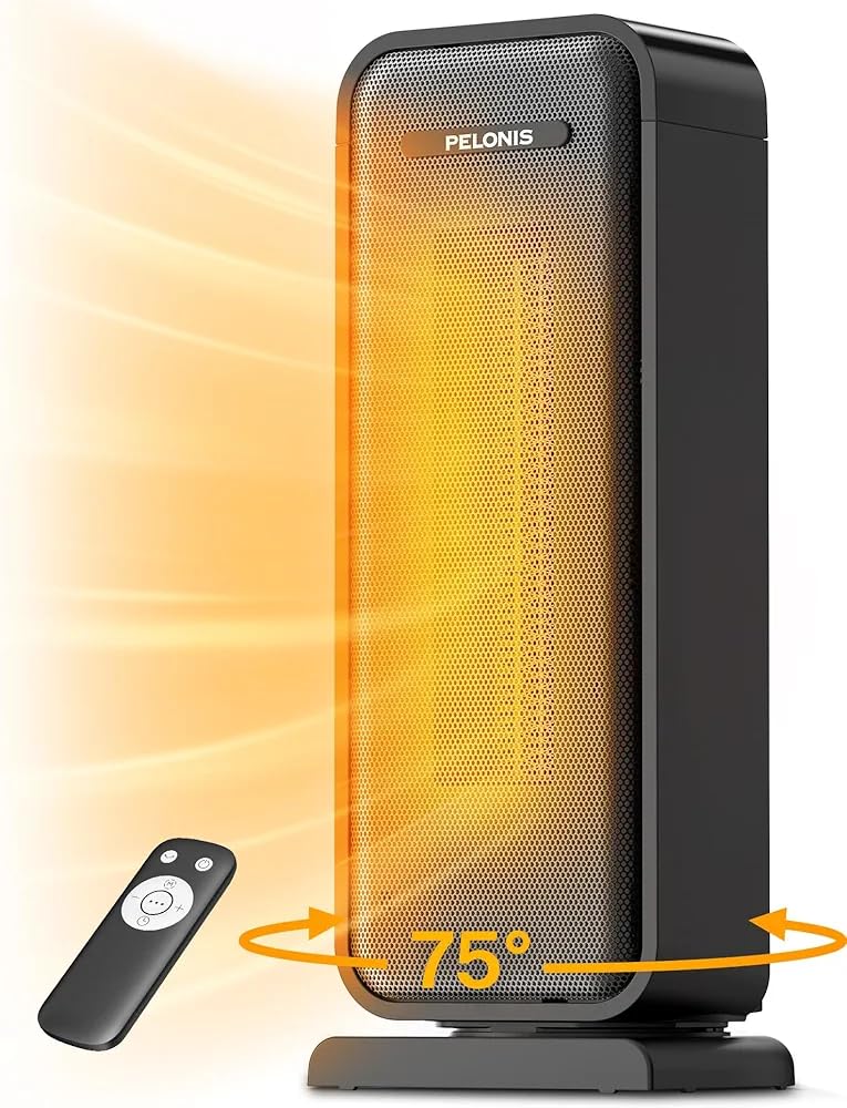 PELONIS 30” Ceramic Tower Space Heater with Adjustable Thermostat for Large Room, 75° Oscillation, Remote Control & 12H Timer, Tip-Over Switch & Overheating Protection, 1500W, PHF15RSAPH30, Black customer photo 1