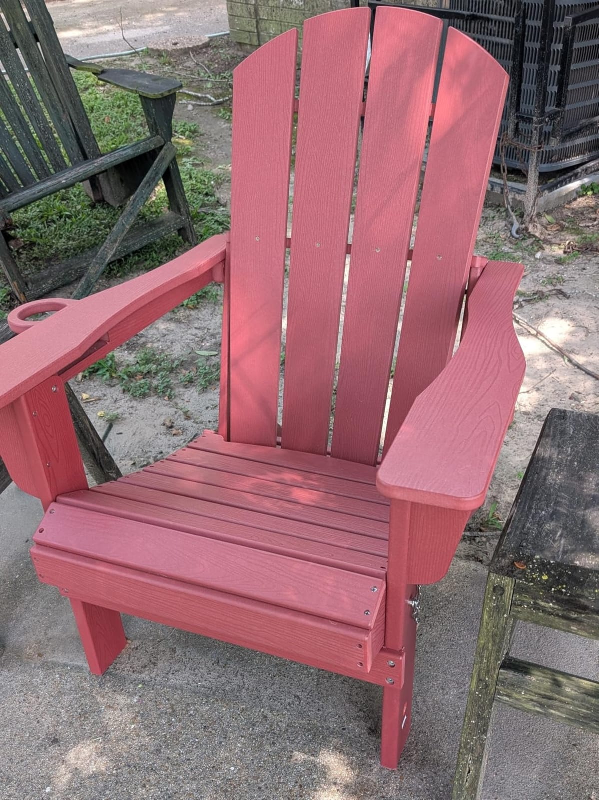 SERWALL Outdoor Adirondack Chair Set of 2 with 2 Cup Holders,Foldable,Blue customer photo 1