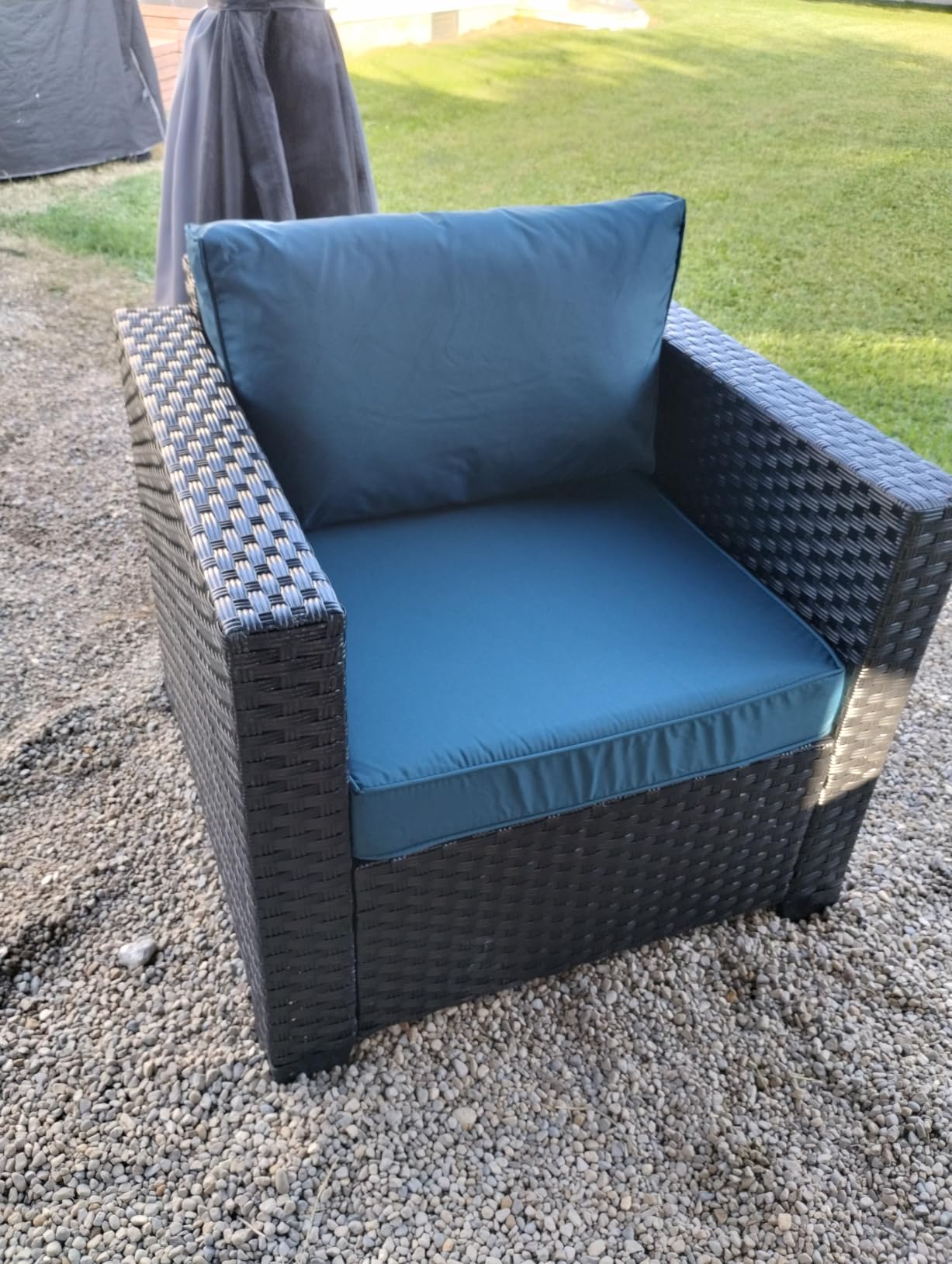 Outdoor Patio Furniture 60000 BTU Outdoor Propane Fire Pit Table Patio Furniture Set 45 In Outdoor Fire Pits 7 Pieces Patio Sofa Outdoor Chairs Anti-slip Cushions Waterproof Covers, Peacock Blue customer photo 1