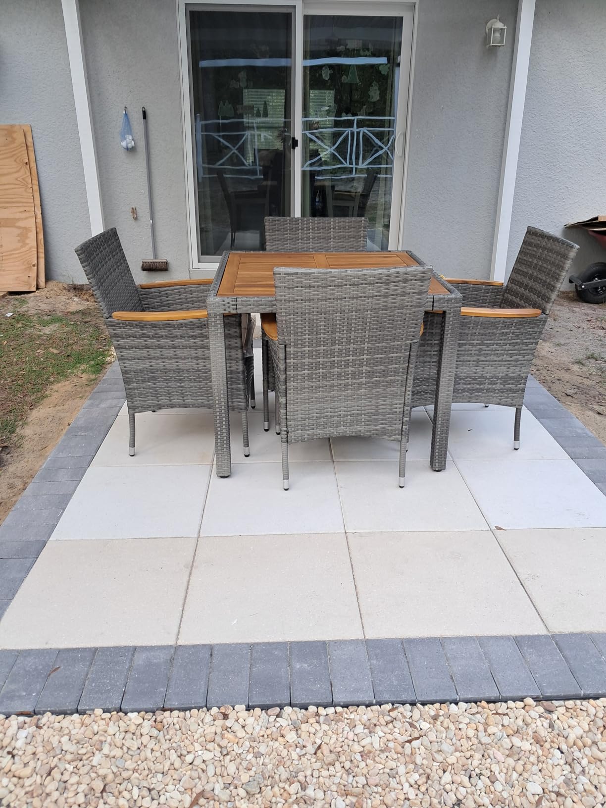 Devoko 5 PCS Acacia Wood Patio Dining Set, Brown Rattan customer photo 1
