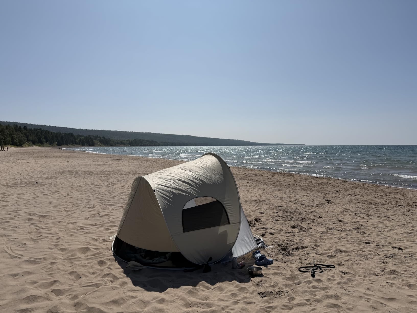 Wolfwise Pop up Beach Tent Sun Shelter with UPF50+ UV Protection, Instant Easy Setup Popup Beach Shade Canopy for 3 Person, Portable & Foldable with Carring Bag, 87 x57x47 in, Beige customer photo 2
