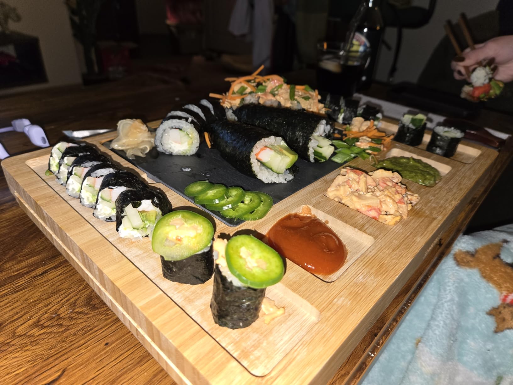 No Plastic Premium Sushi Making Kit for Home, for Beginners or Pro Sushi makers. Made of Premium Wood, includes Tea Cloth, Planet-Friendly - the Best Gift and DIY Home Sushi Kit Experience customer photo 2